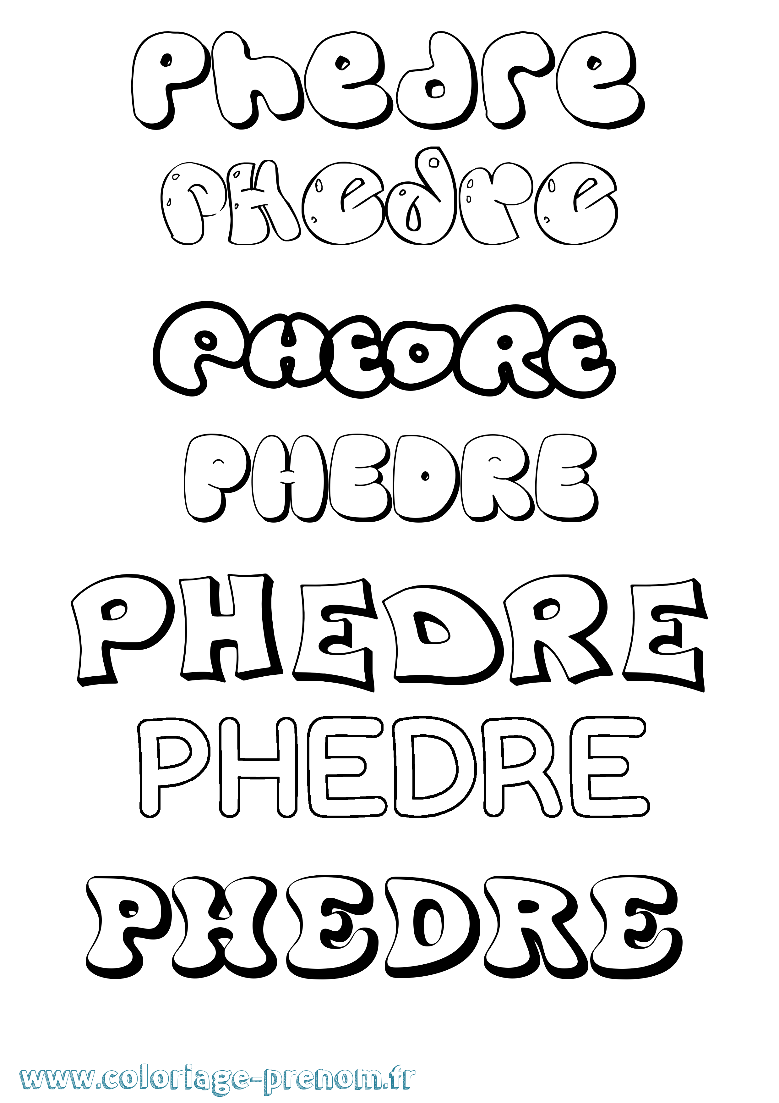 Coloriage Phedre Bubble Coloriage prénom Phedre Bubble