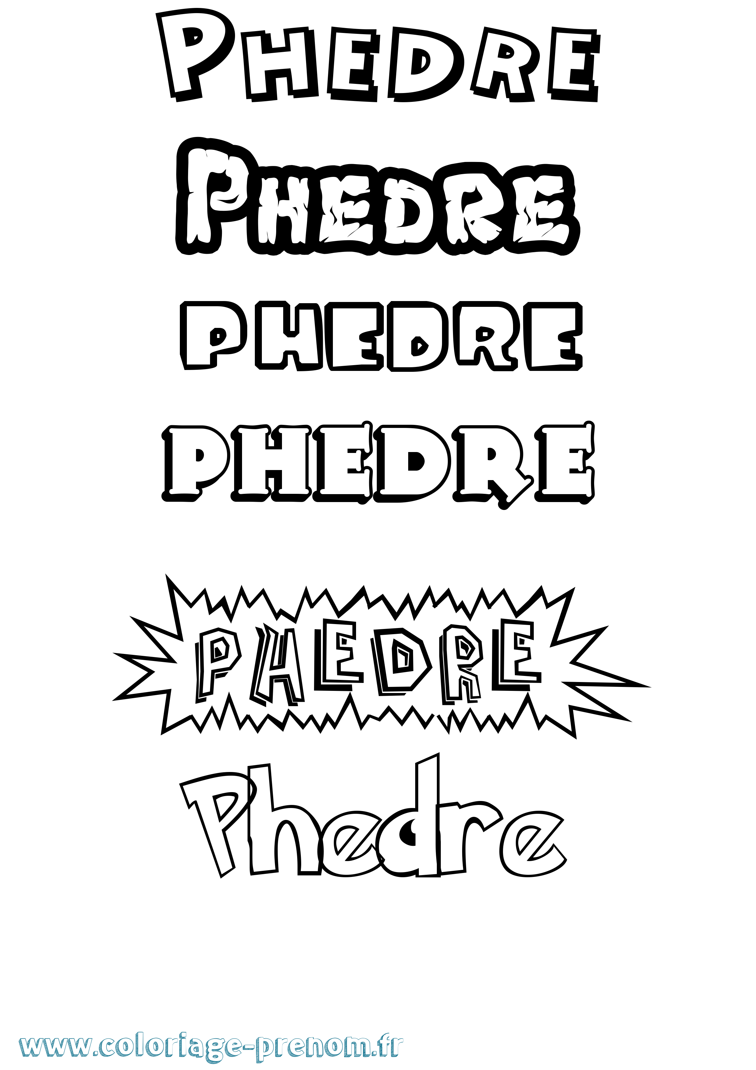 Coloriage Phedre Dessin Animé Coloriage prénom Phedre Dessin Animé