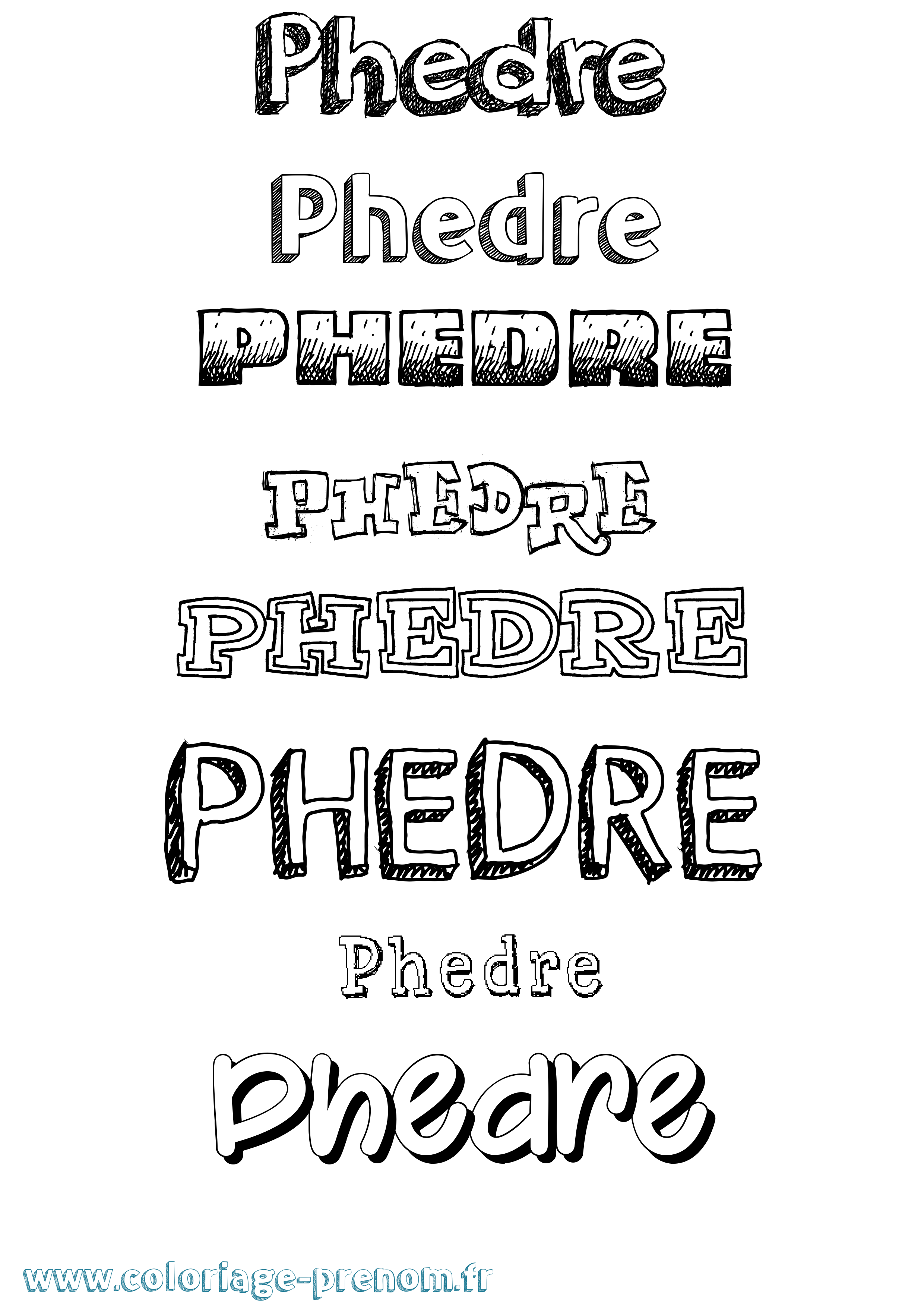 Coloriage Phedre Dessiné Coloriage prénom Phedre Dessiné