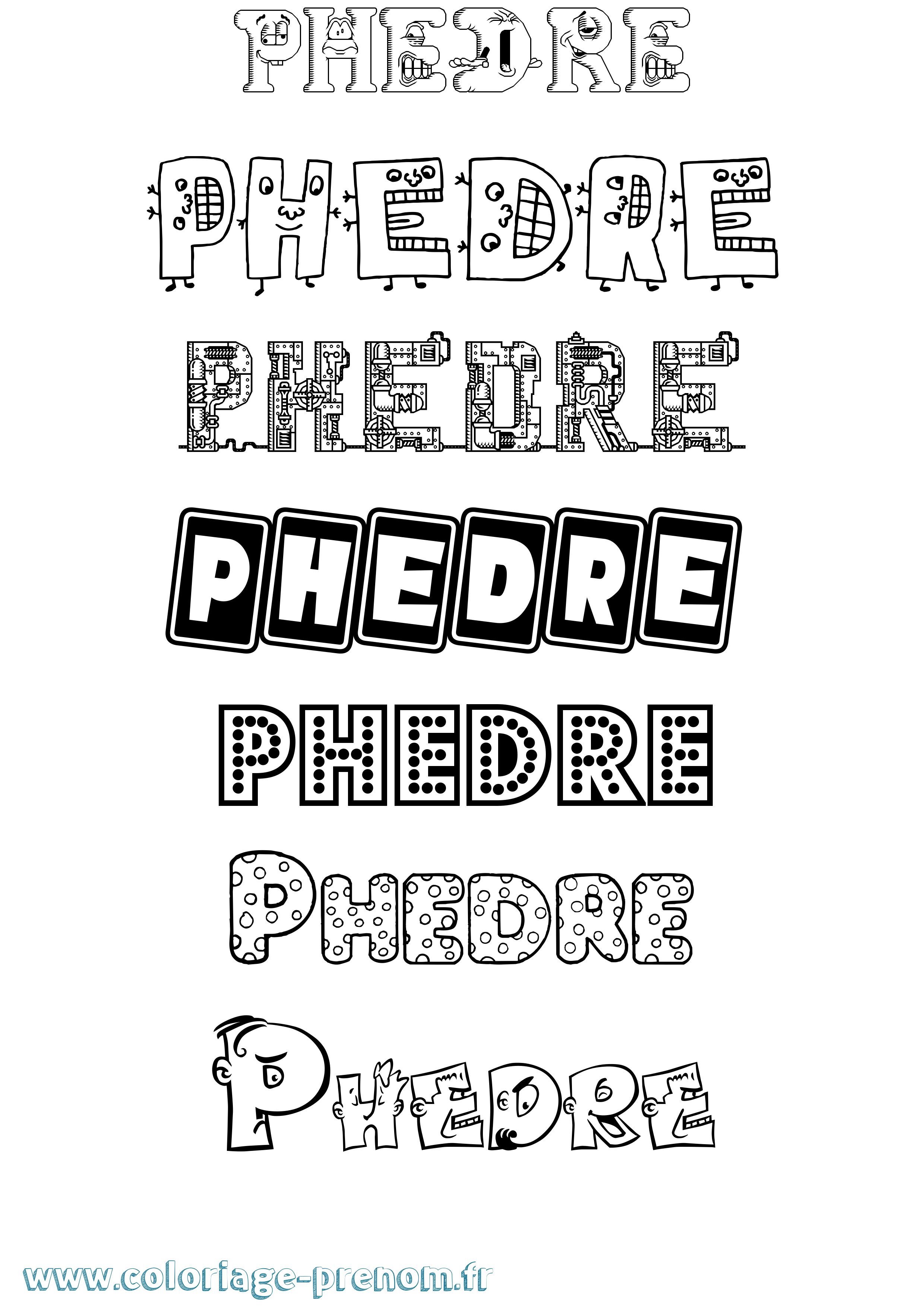 Coloriage Phedre Fun Coloriage prénom Phedre Fun
