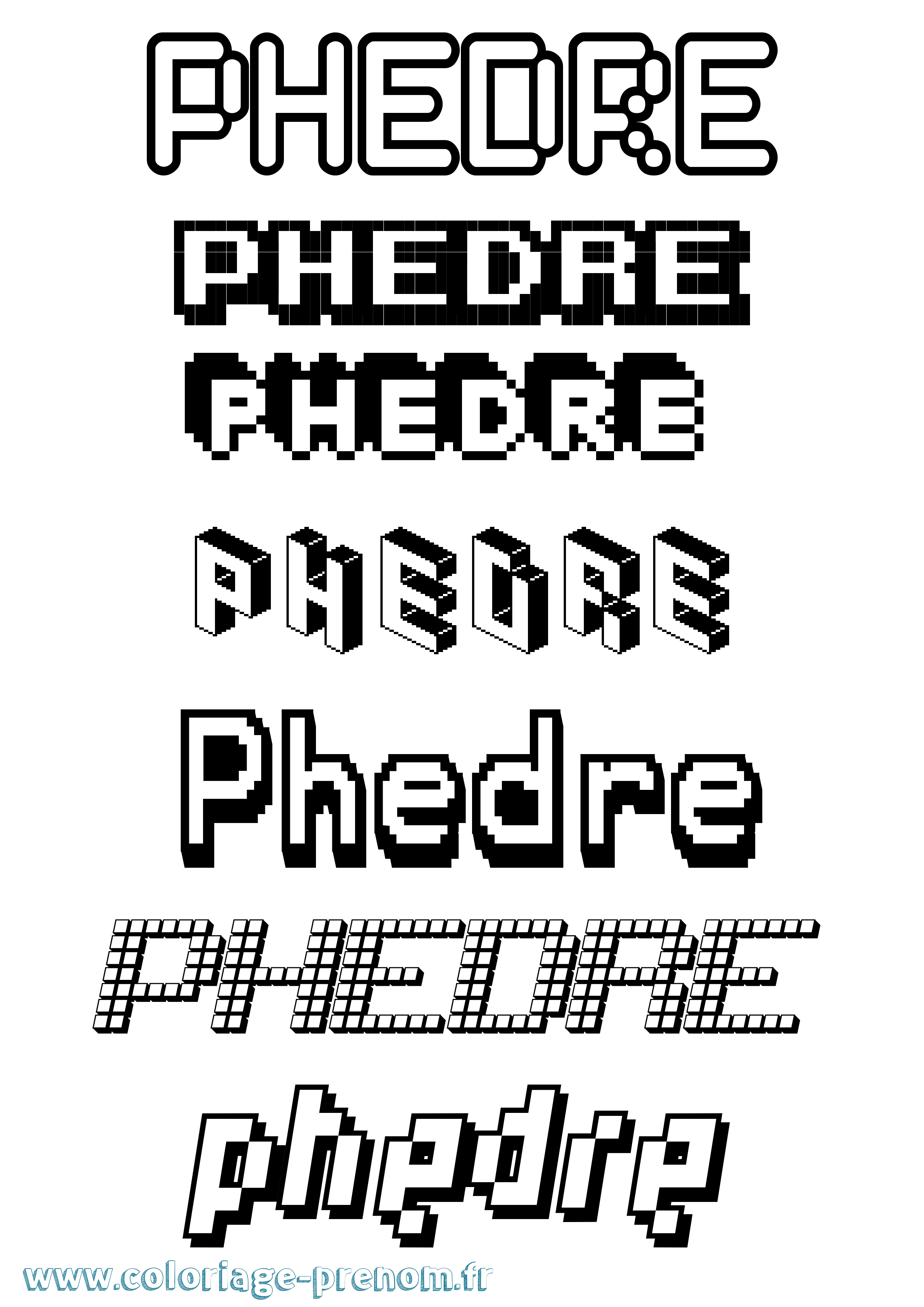 Coloriage Phedre Pixel Coloriage prénom Phedre Pixel