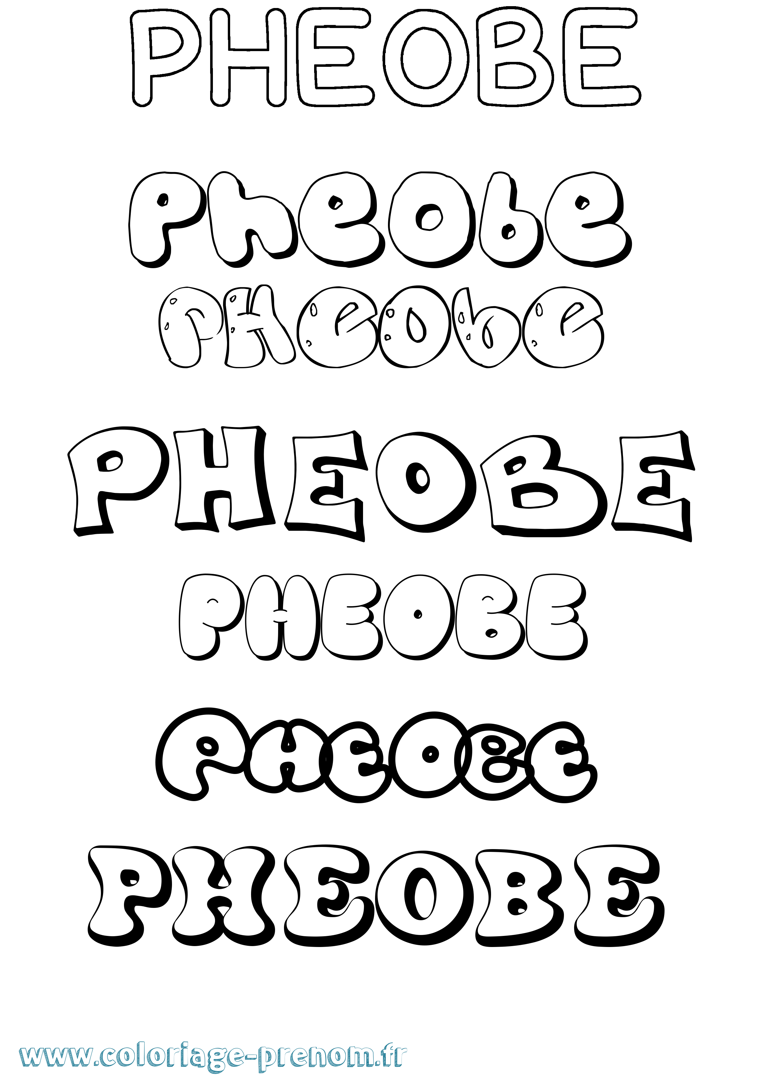 Coloriage Pheobe Bubble Coloriage prénom Pheobe Bubble