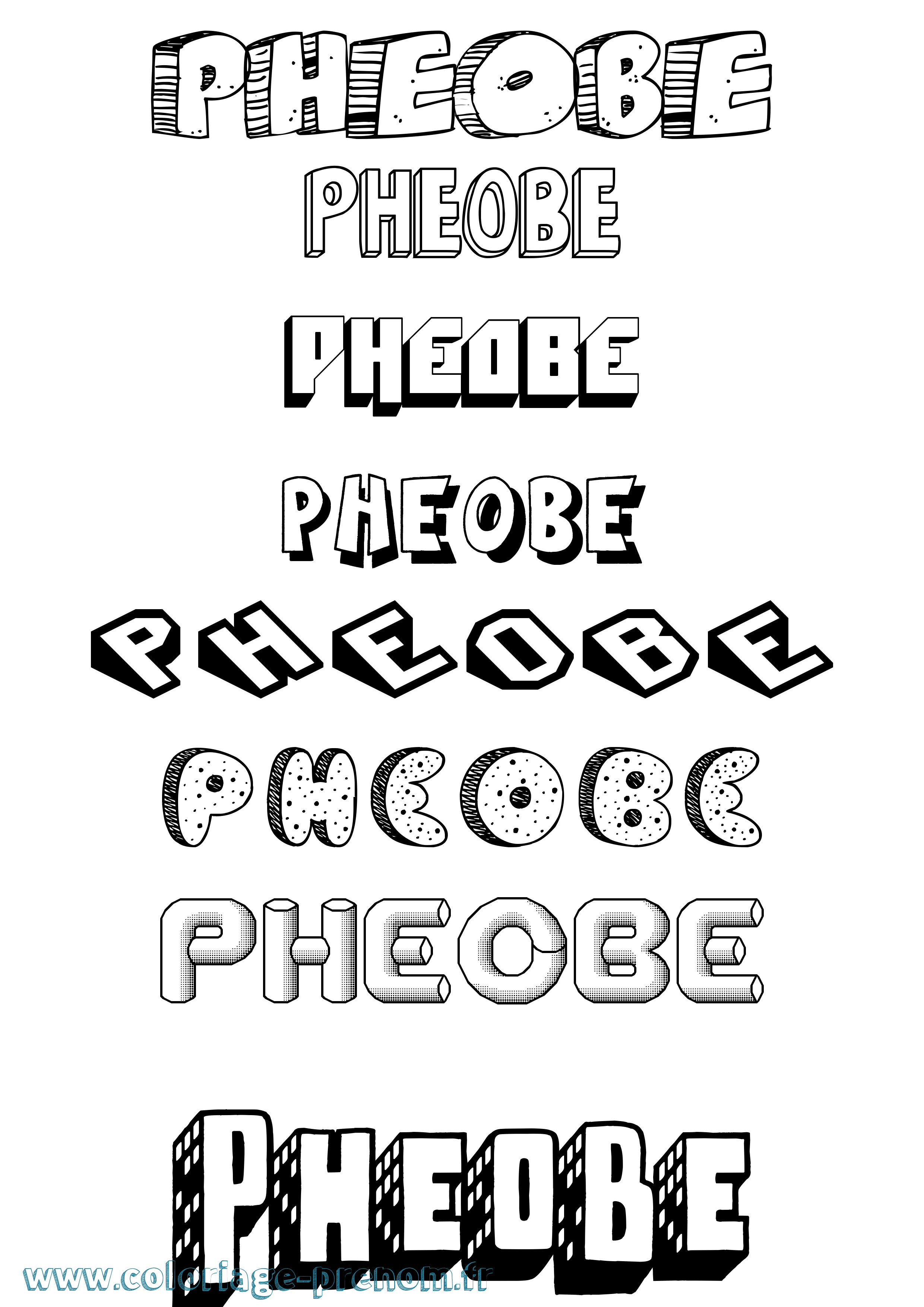 Coloriage Pheobe Effet 3D Coloriage prénom Pheobe Effet 3D