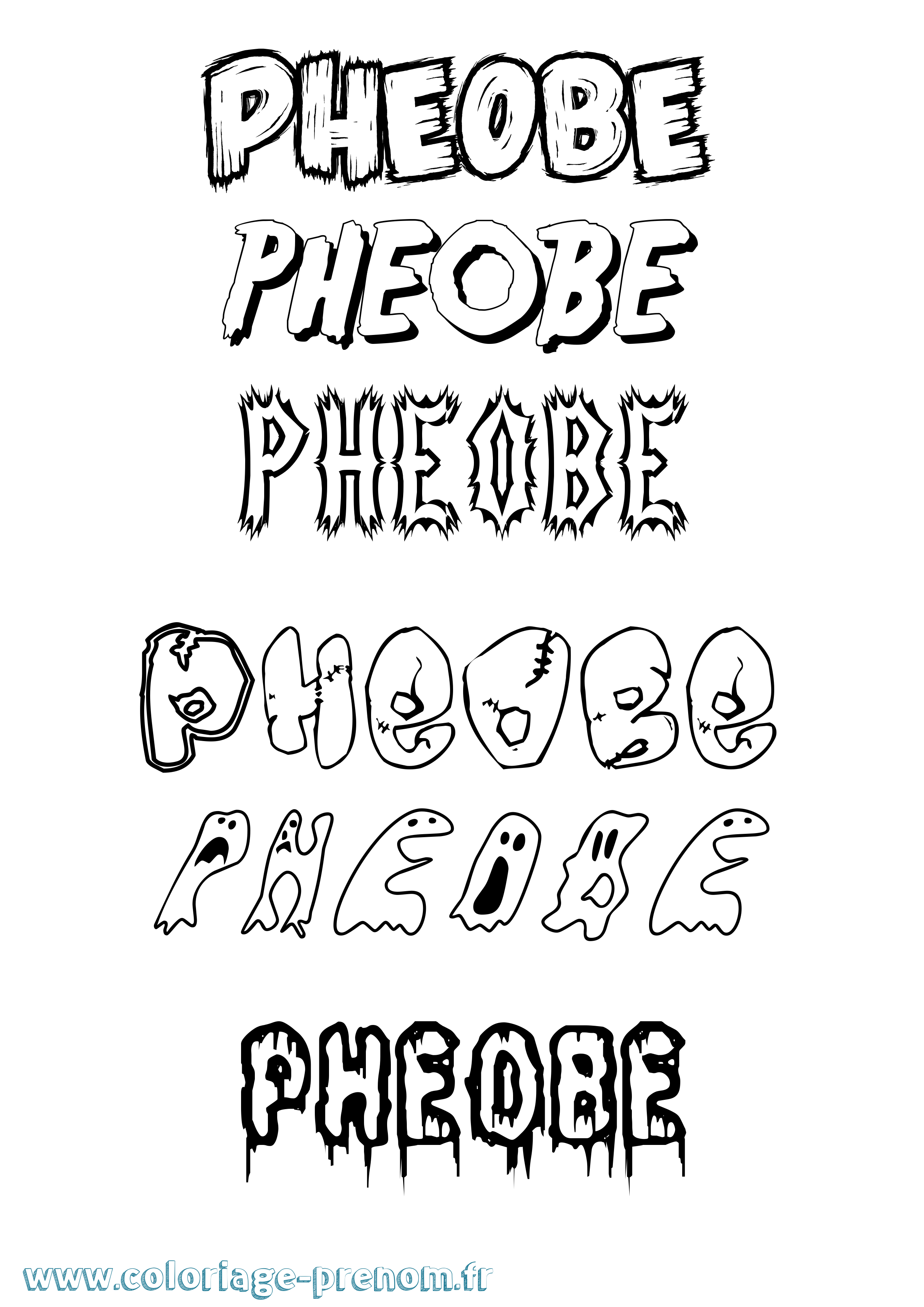 Coloriage Pheobe Frisson Coloriage prénom Pheobe Frisson