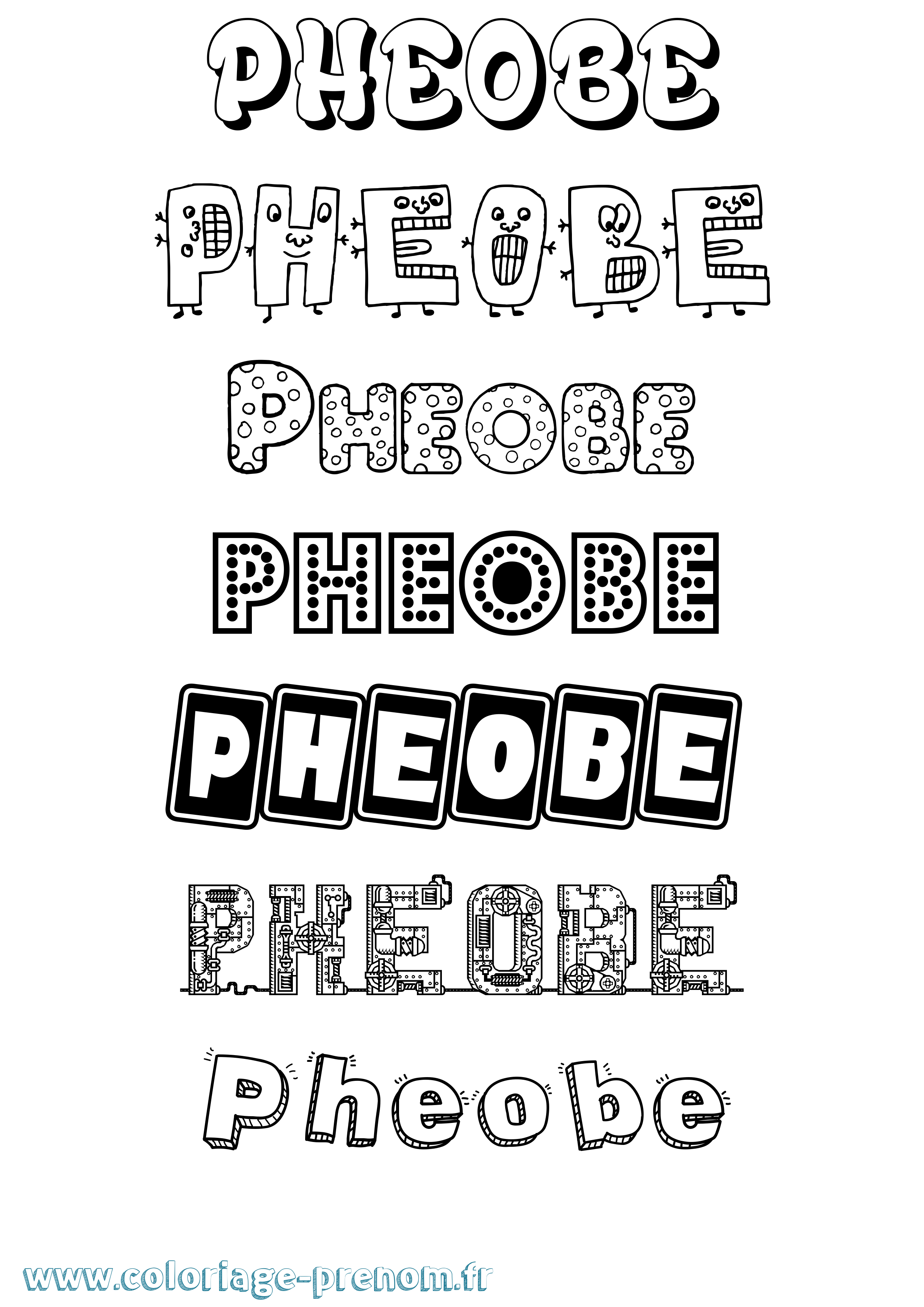 Coloriage Pheobe Fun Coloriage prénom Pheobe Fun