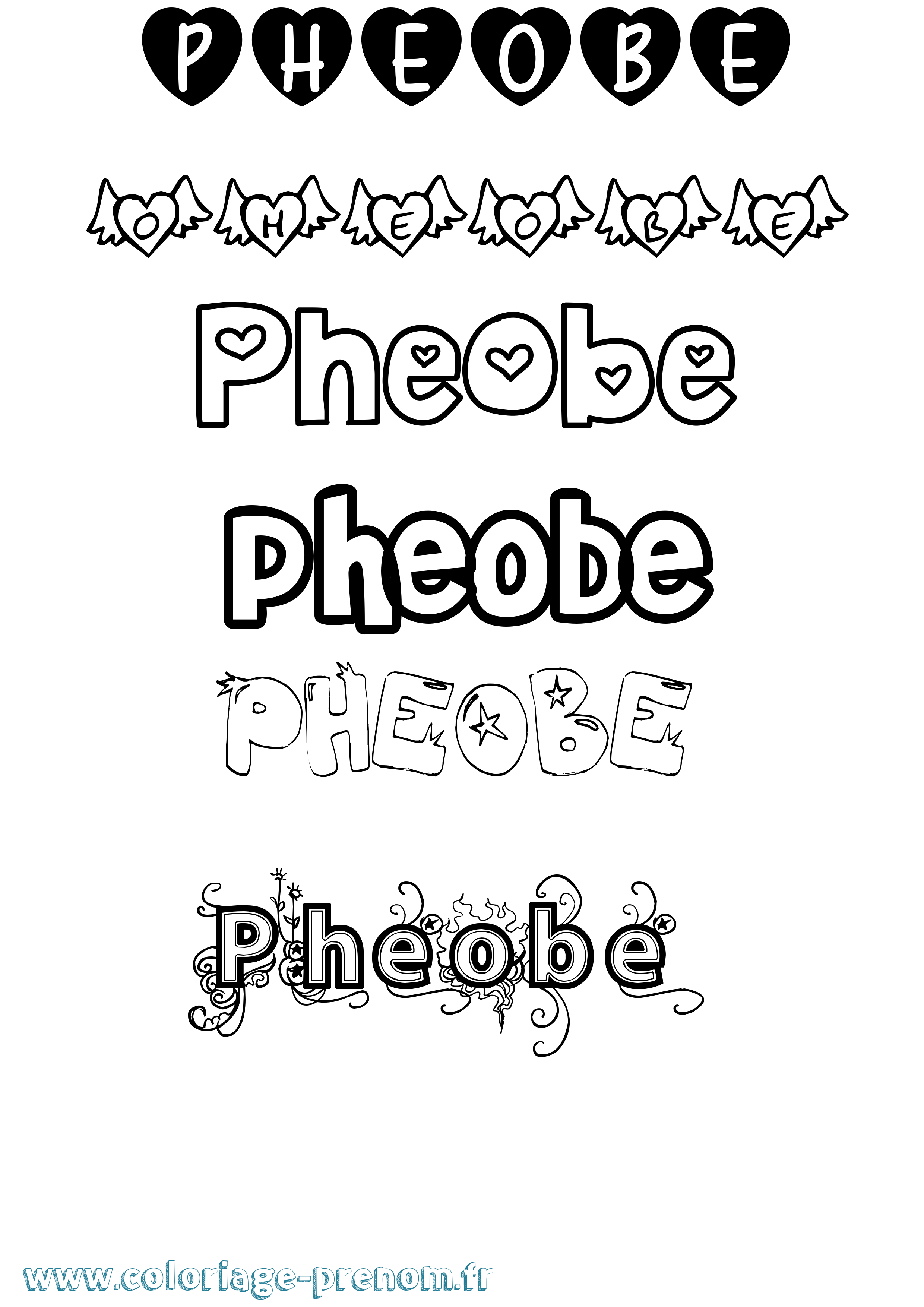 Coloriage Pheobe Girly Coloriage prénom Pheobe Girly