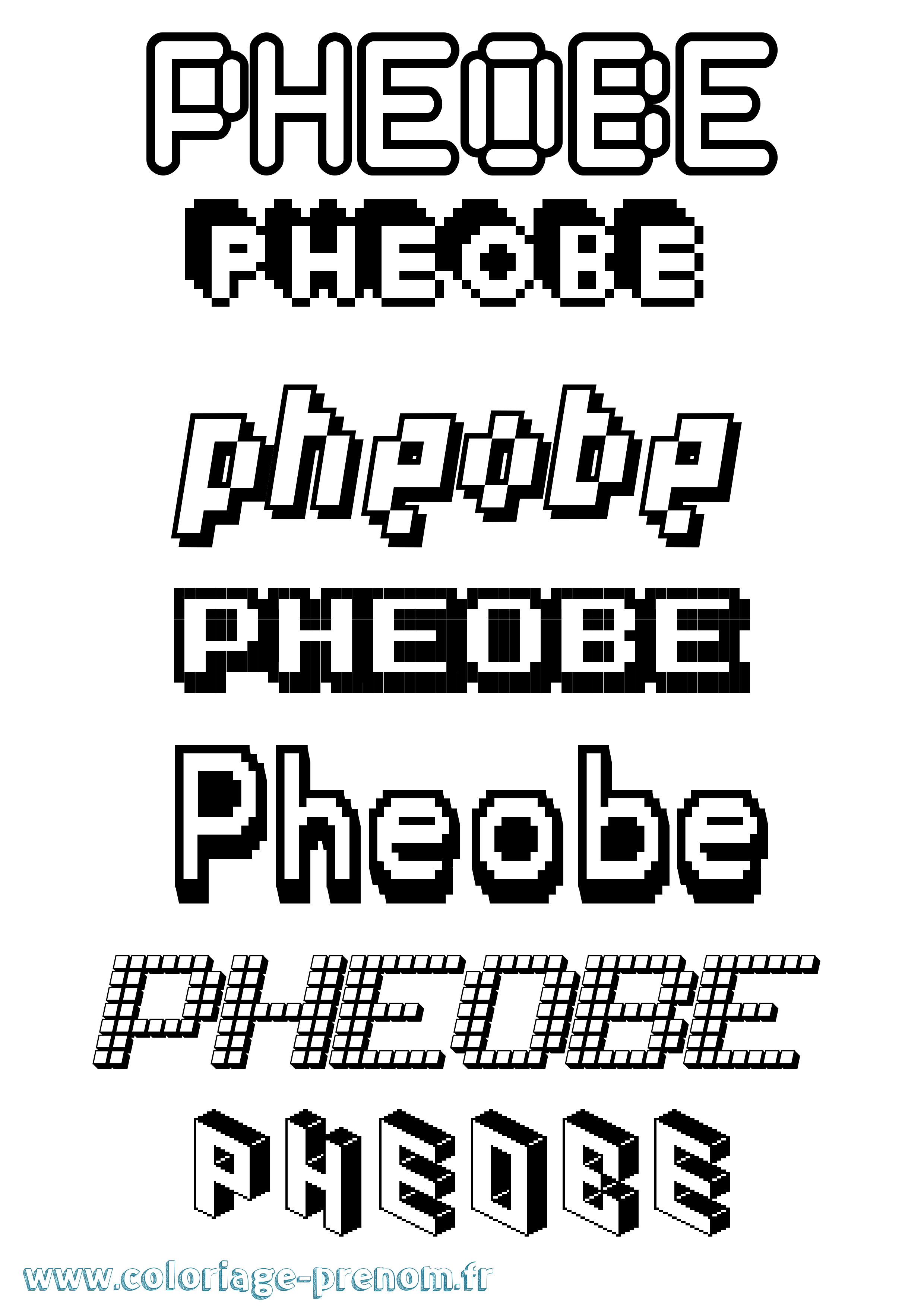 Coloriage Pheobe Pixel Coloriage prénom Pheobe Pixel