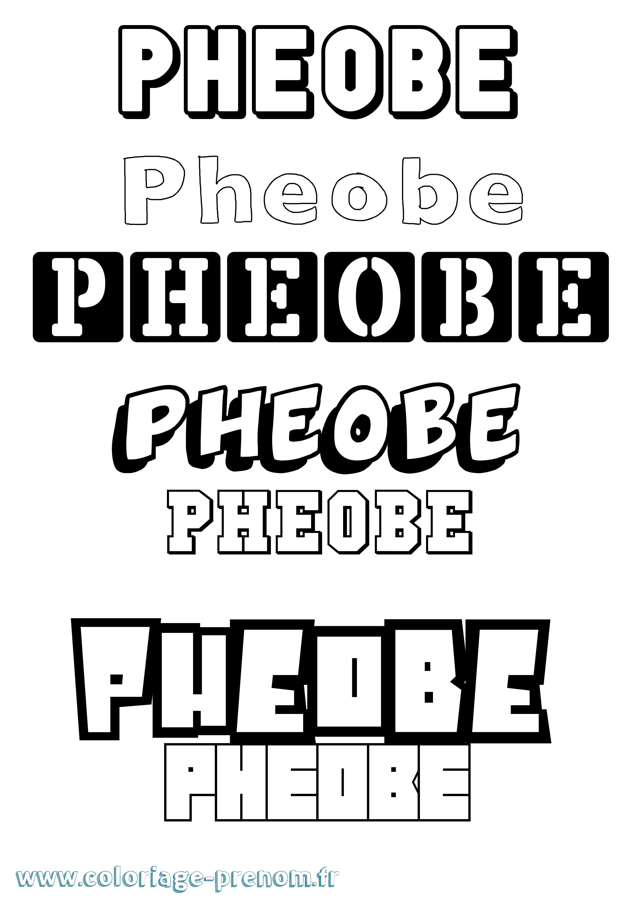 Coloriage Pheobe Simple Coloriage prénom Pheobe Simple