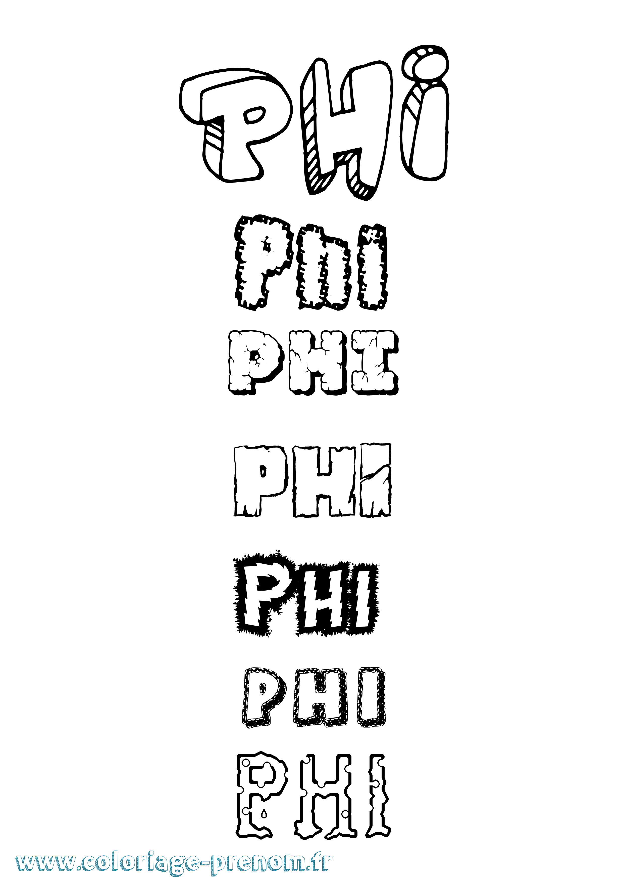 Coloriage Phi Destructuré Coloriage prénom Phi Destructuré