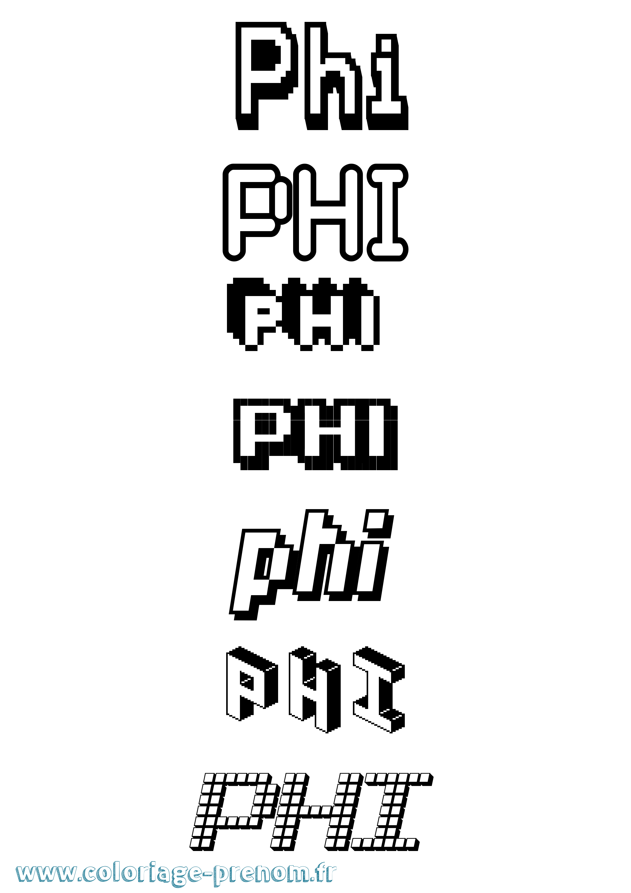 Coloriage Phi Pixel Coloriage prénom Phi Pixel