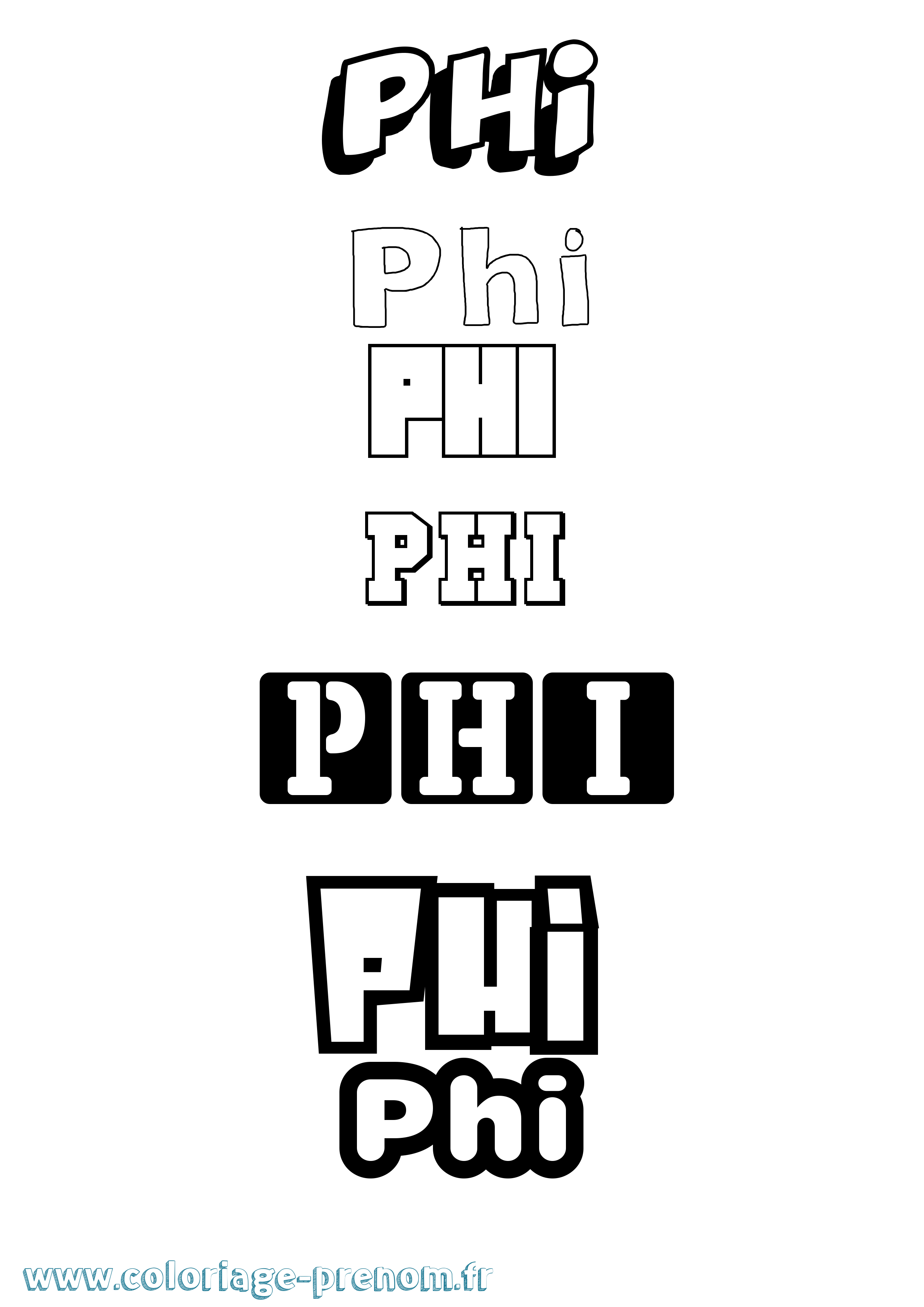 Coloriage Phi Simple Coloriage prénom Phi Simple