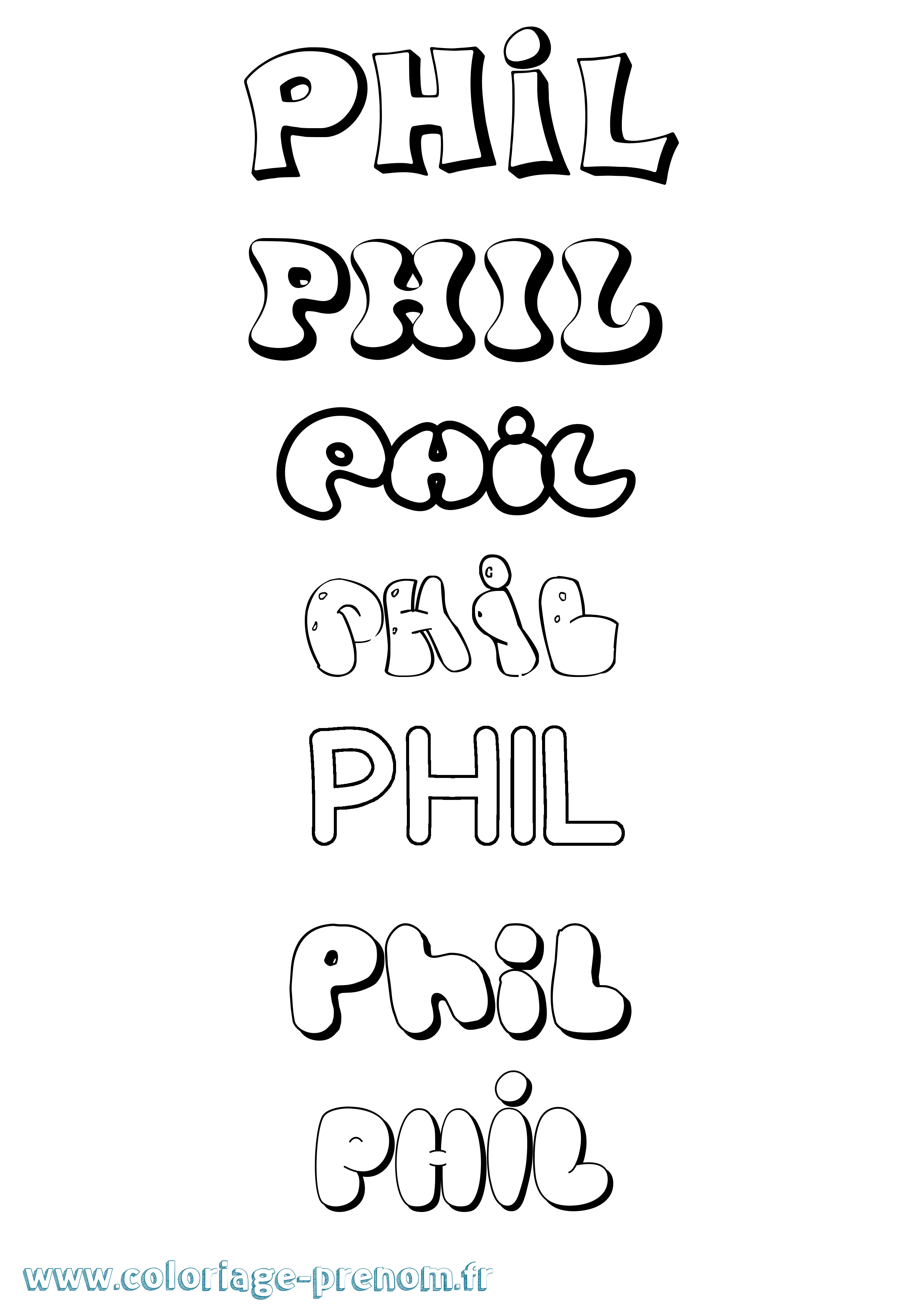 Coloriage Phil Bubble Coloriage prénom Phil Bubble