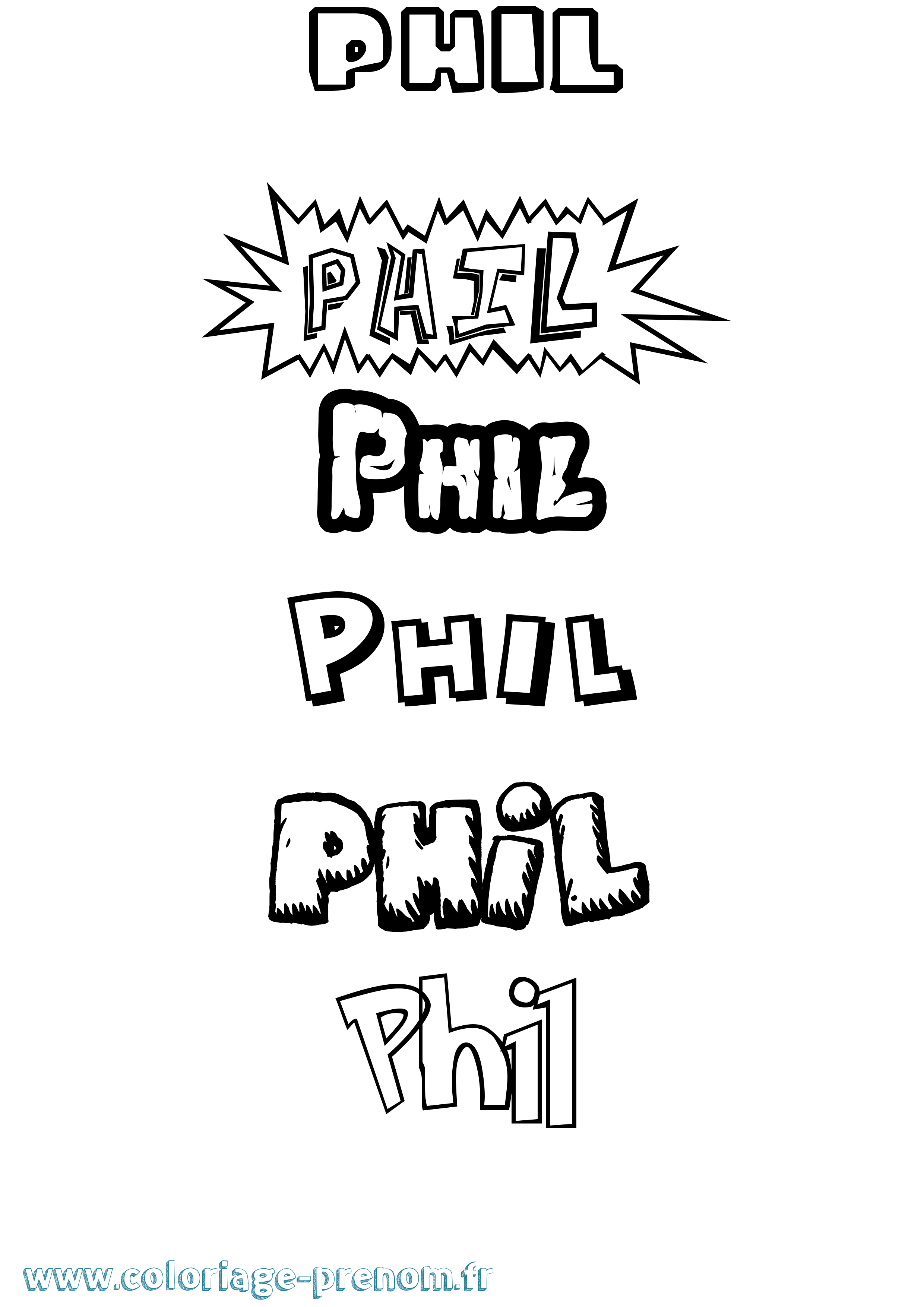 Coloriage Phil Dessin Animé Coloriage prénom Phil Dessin Animé