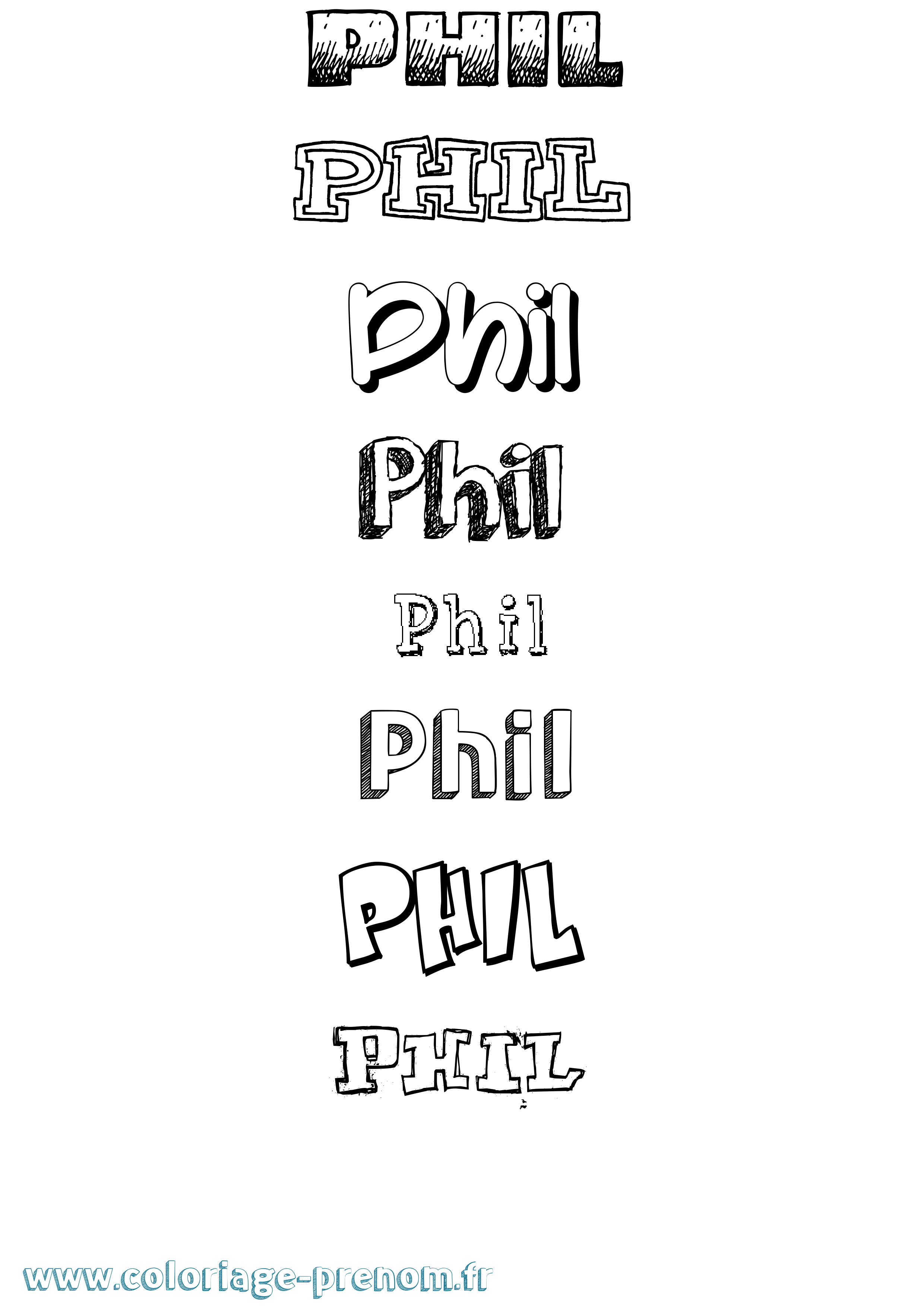 Coloriage Phil Dessiné Coloriage prénom Phil Dessiné