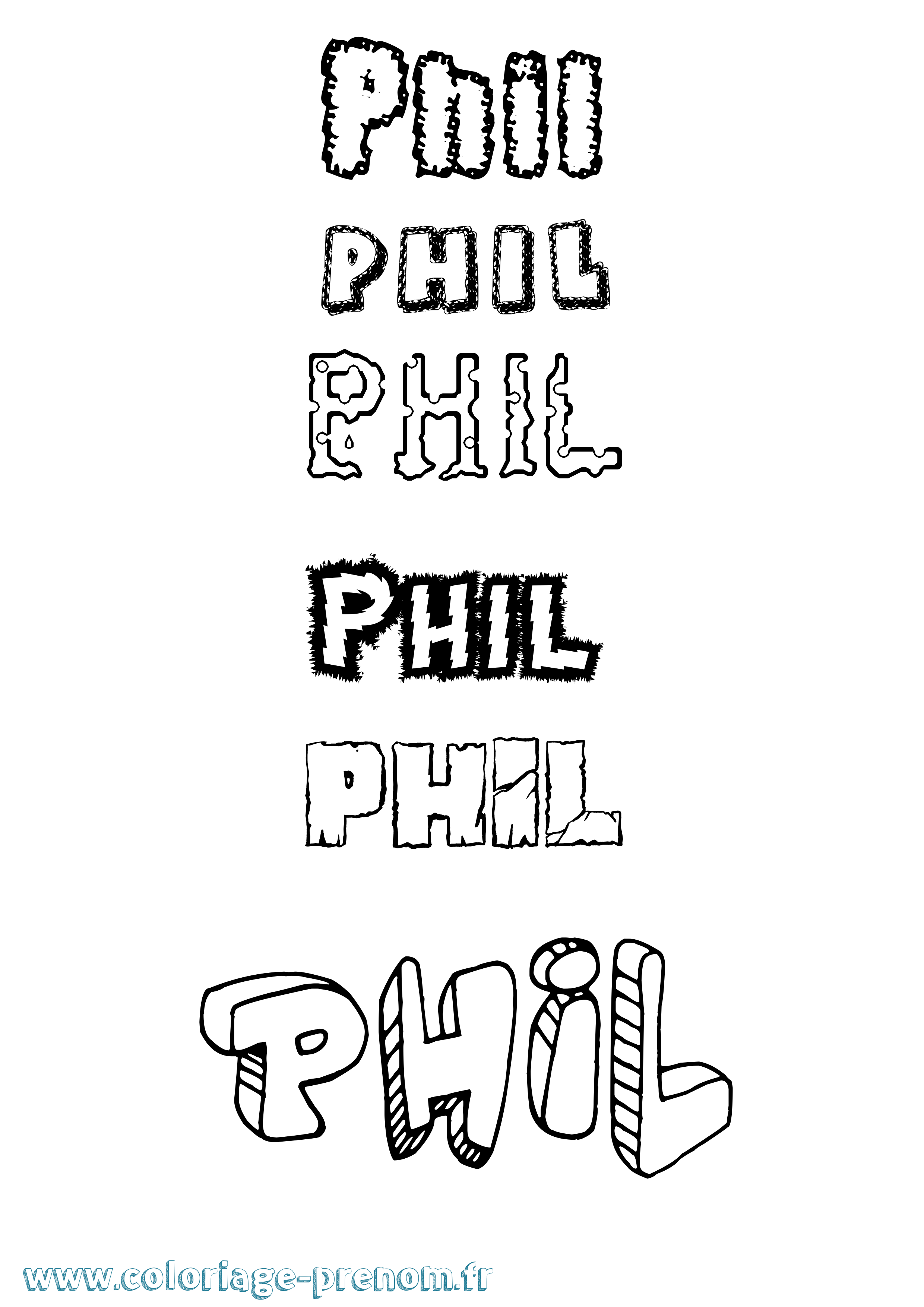 Coloriage Phil Destructuré Coloriage prénom Phil Destructuré