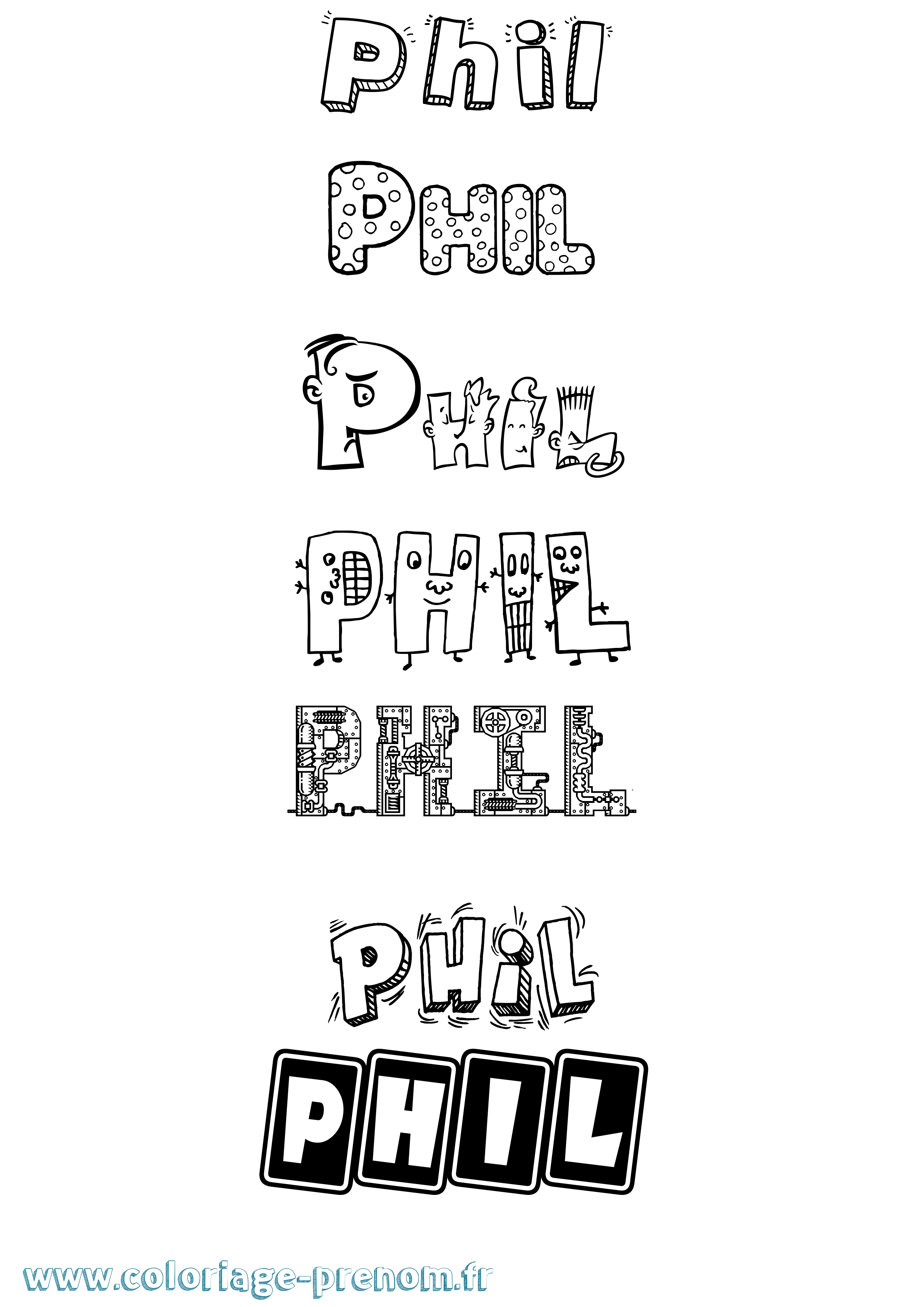 Coloriage Phil Fun Coloriage prénom Phil Fun