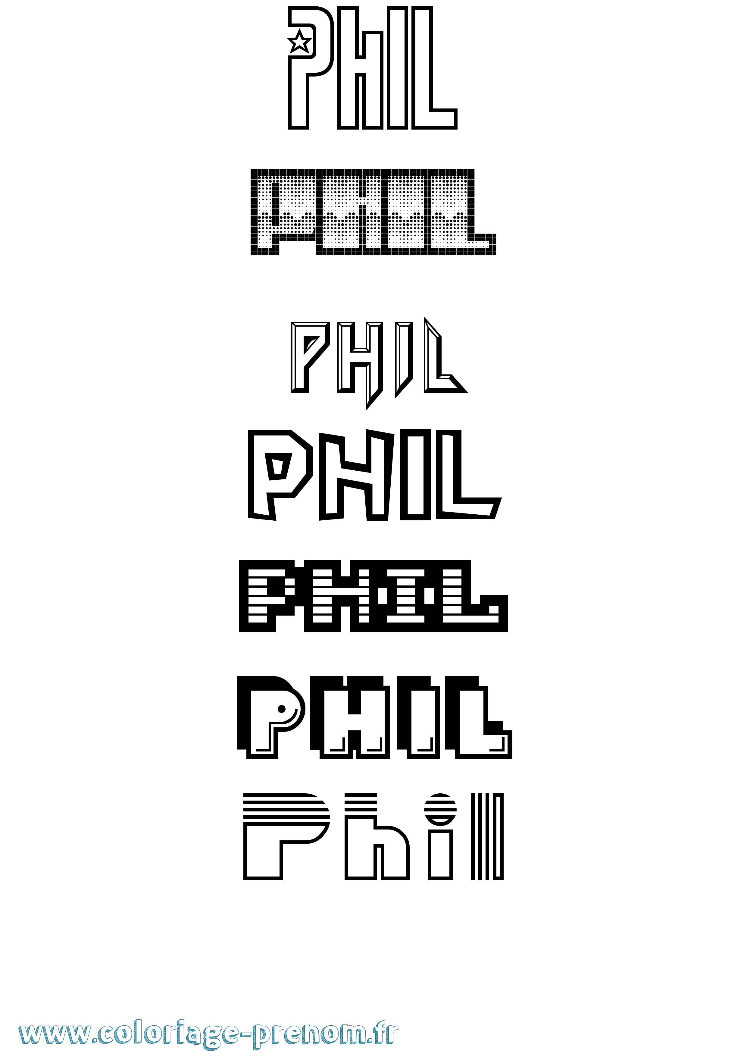 Coloriage Phil Jeux Vidéos Coloriage prénom Phil Jeux Vidéos