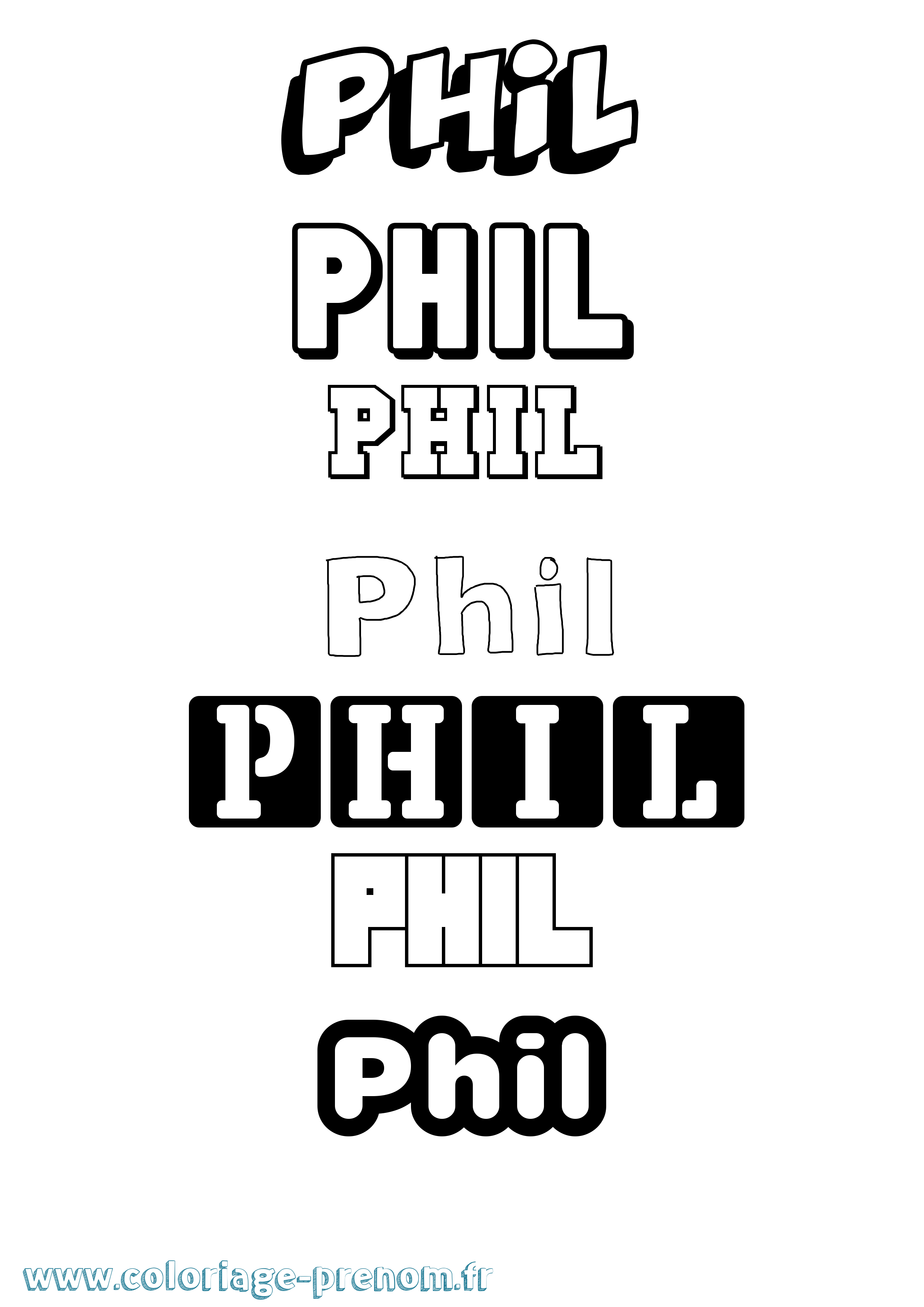 Coloriage Phil Simple Coloriage prénom Phil Simple