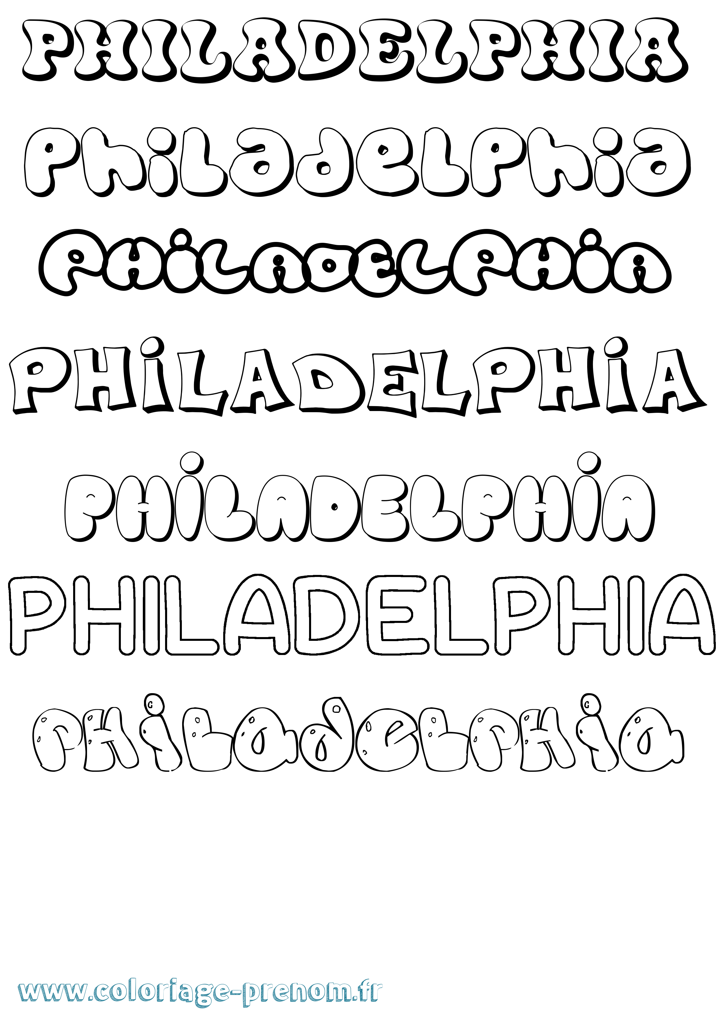 Coloriage Philadelphia Bubble Coloriage prénom Philadelphia Bubble