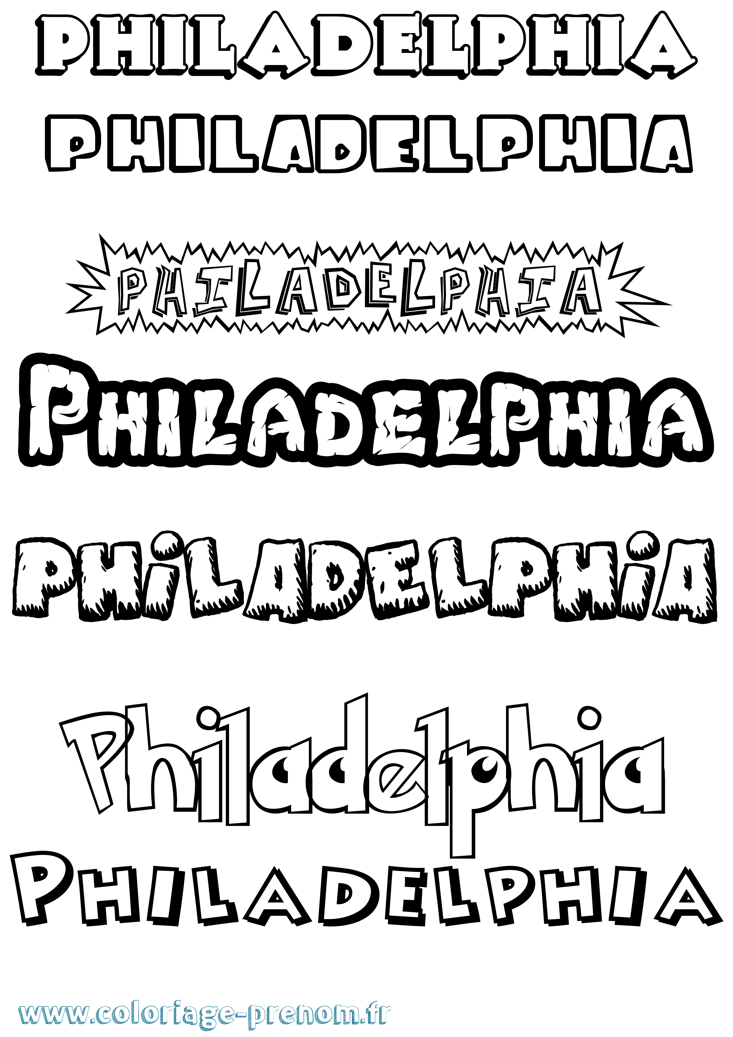 Coloriage Philadelphia Dessin Animé Coloriage prénom Philadelphia Dessin Animé