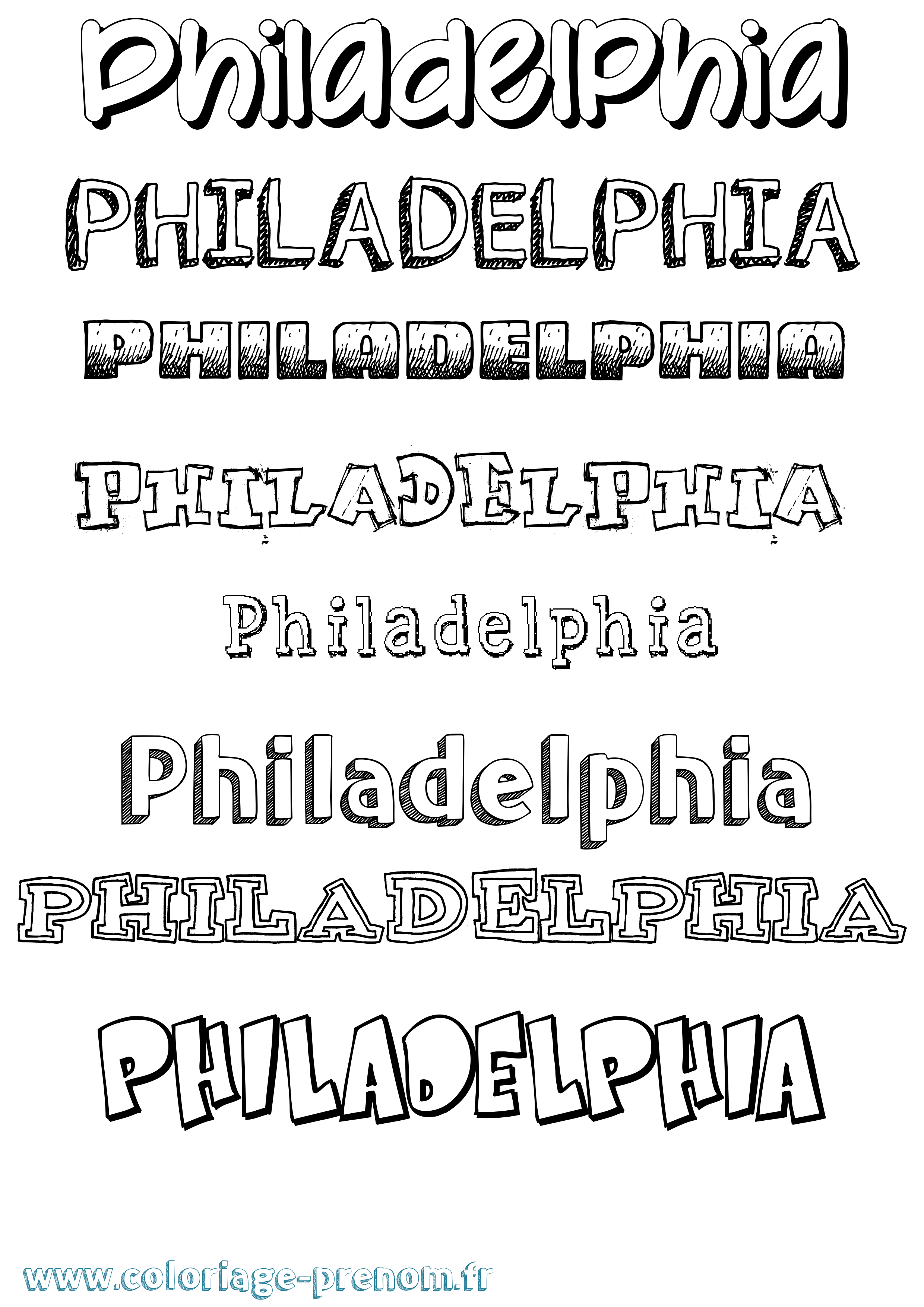 Coloriage Philadelphia Dessiné Coloriage prénom Philadelphia Dessiné
