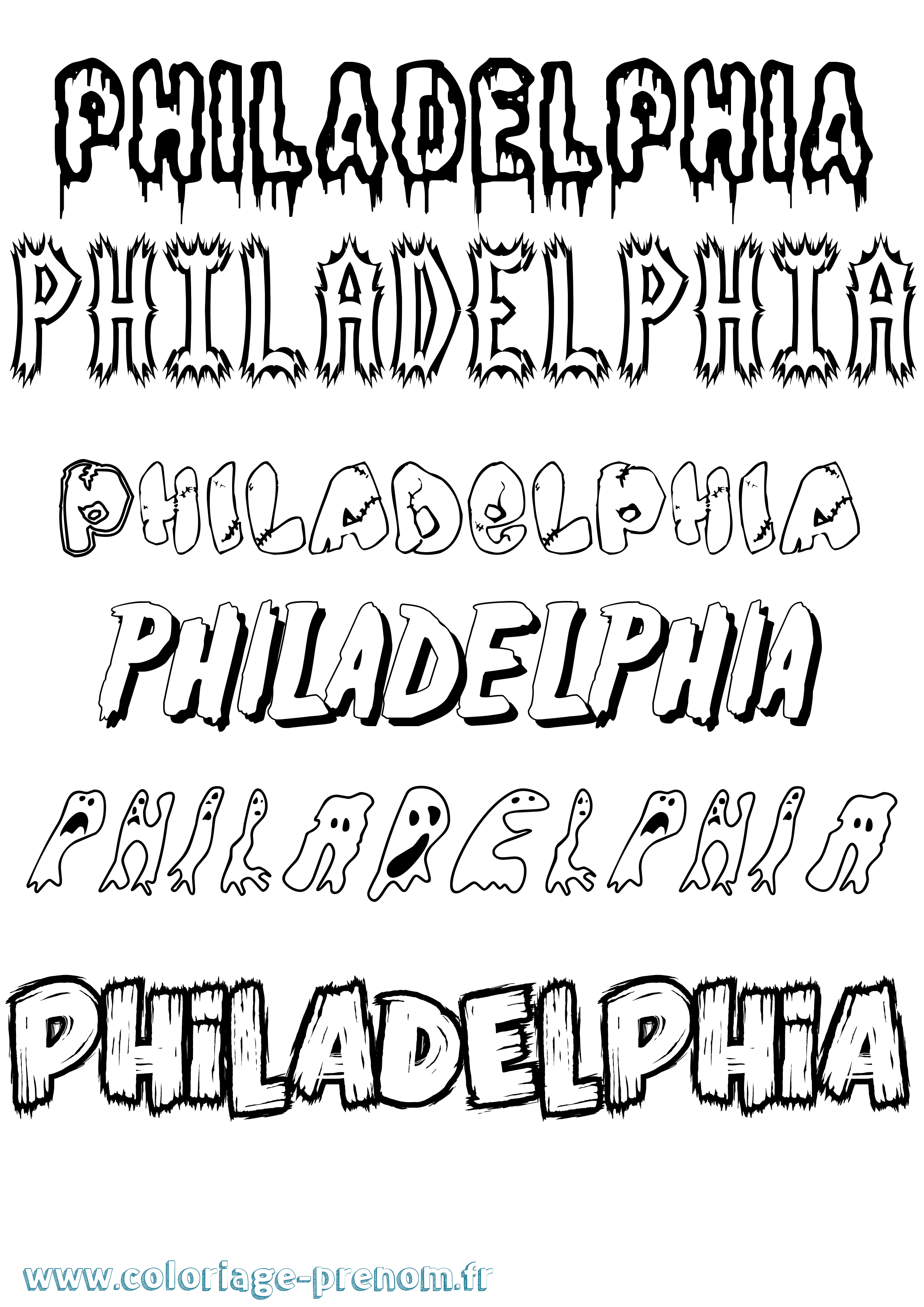 Coloriage Philadelphia Frisson Coloriage prénom Philadelphia Frisson