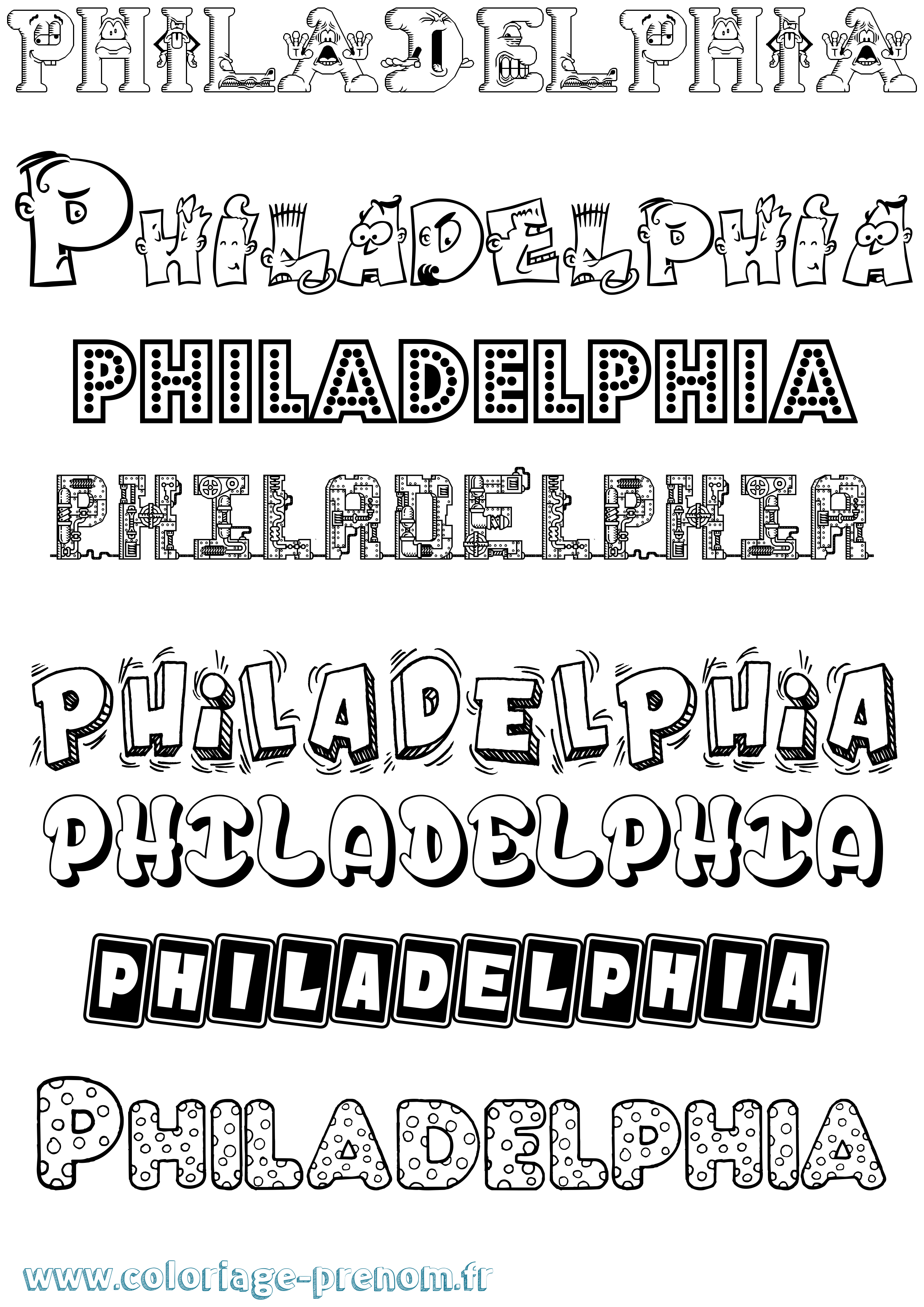 Coloriage Philadelphia Fun Coloriage prénom Philadelphia Fun