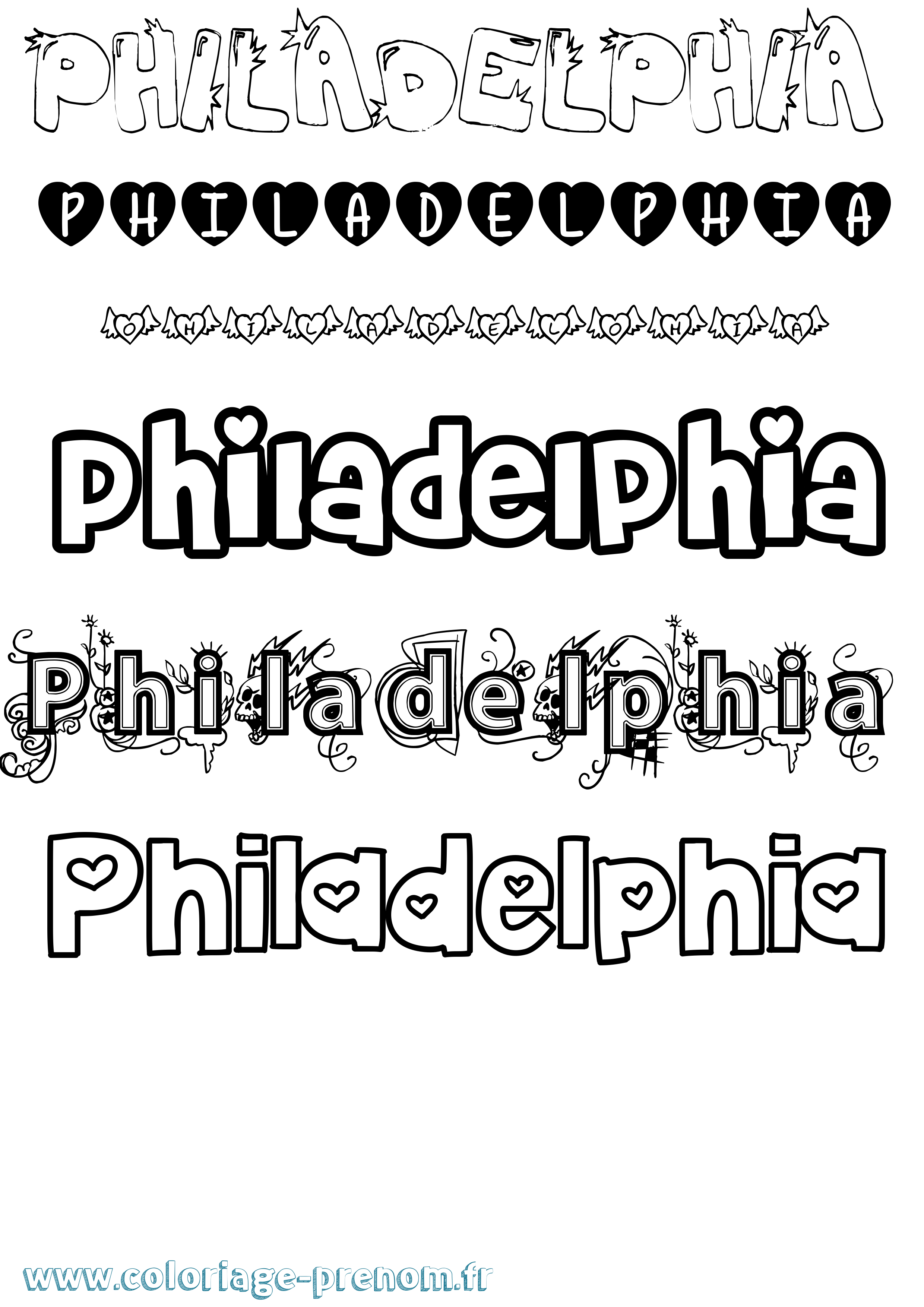Coloriage Philadelphia Girly Coloriage prénom Philadelphia Girly