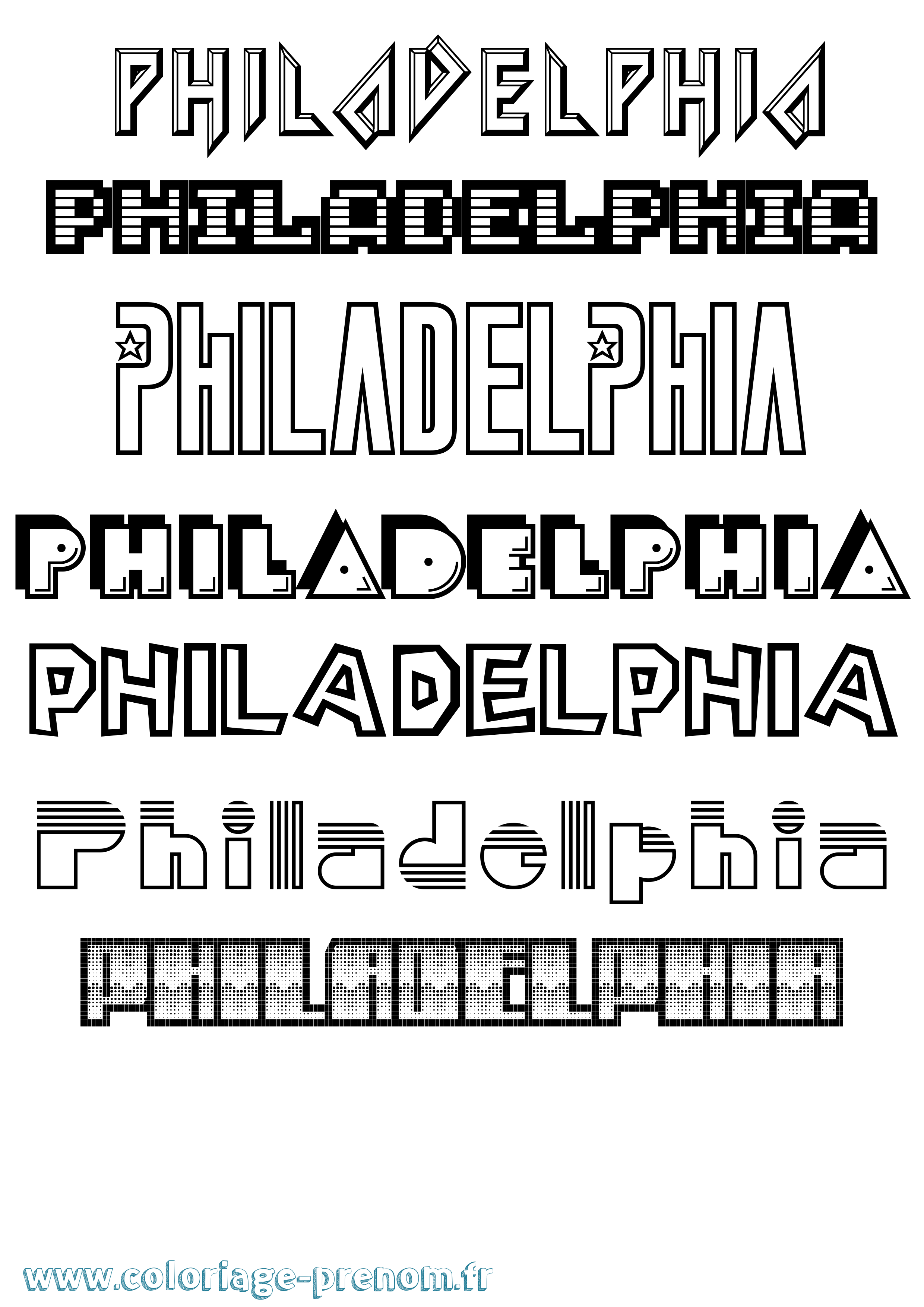 Coloriage Philadelphia Jeux Vidéos Coloriage prénom Philadelphia Jeux Vidéos