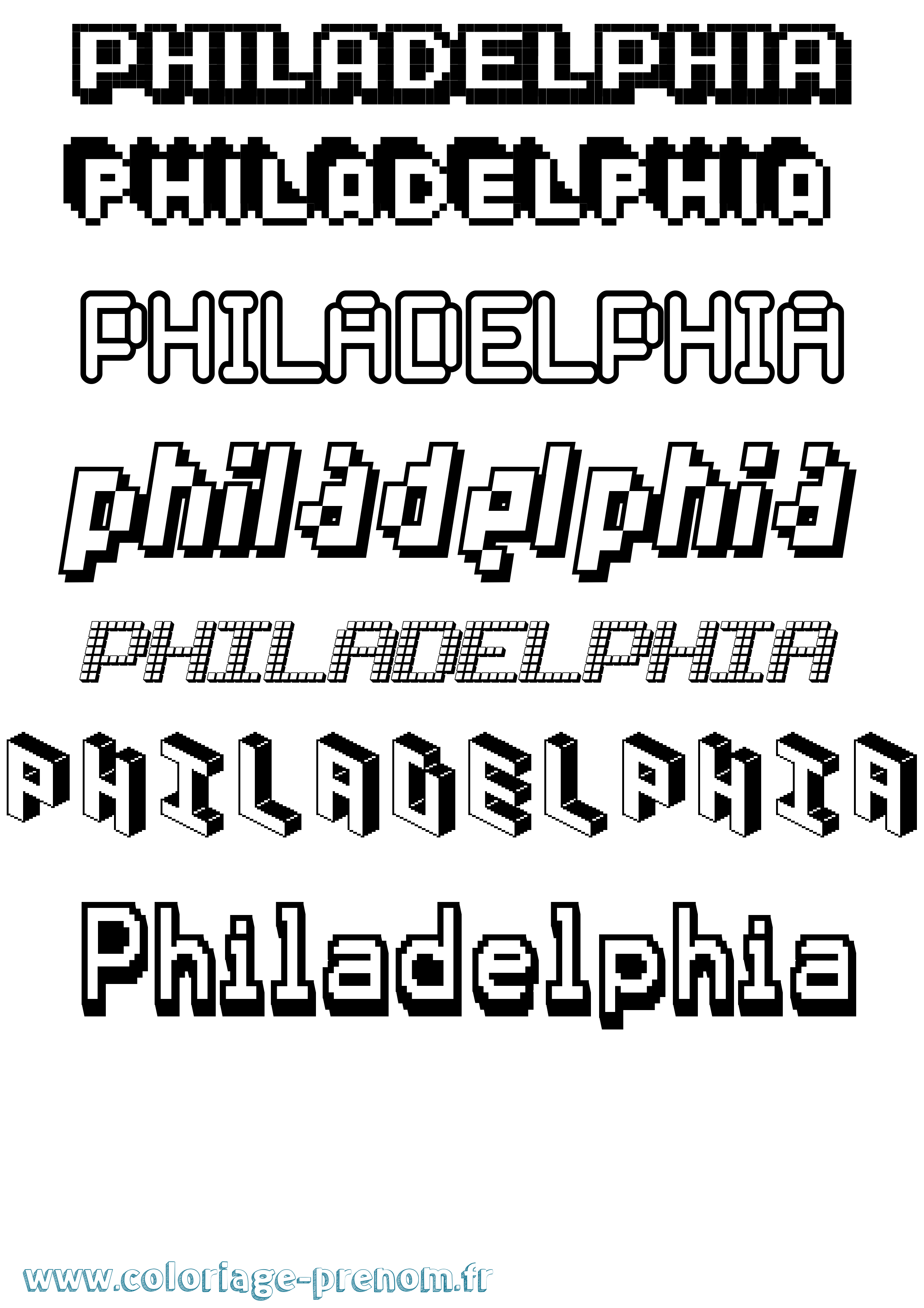 Coloriage Philadelphia Pixel Coloriage prénom Philadelphia Pixel