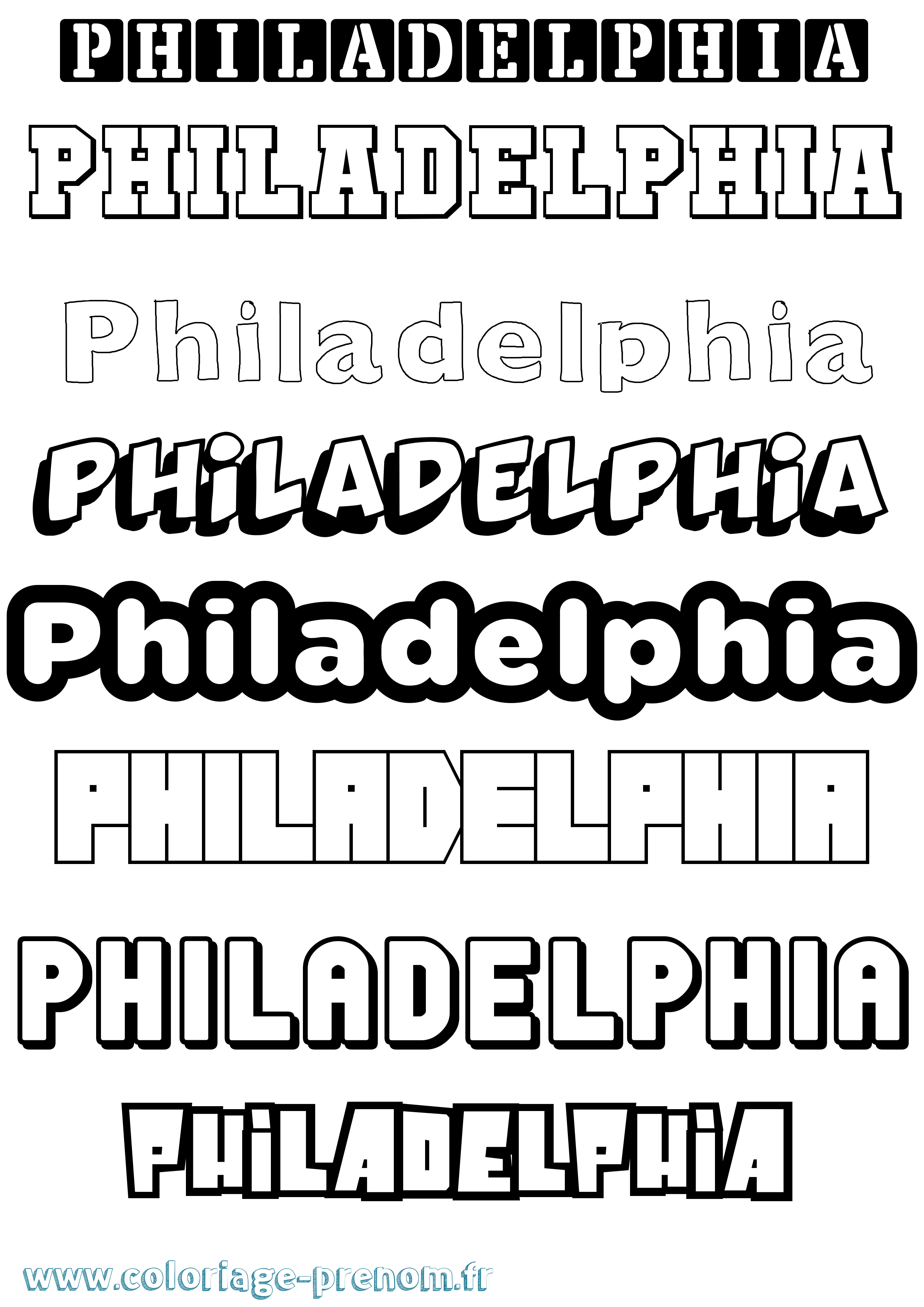 Coloriage Philadelphia Simple Coloriage prénom Philadelphia Simple