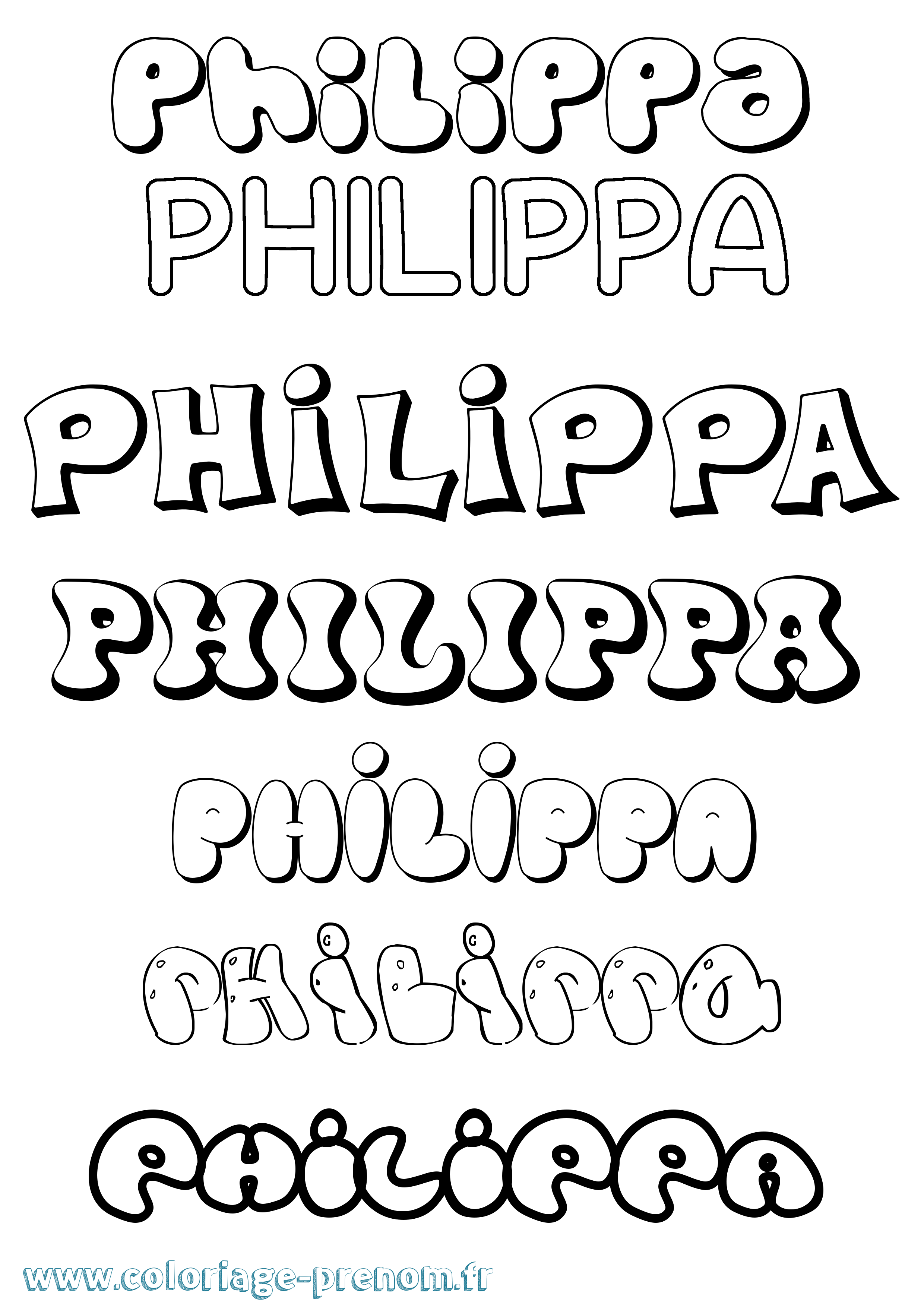Coloriage Philippa Bubble Coloriage prénom Philippa Bubble