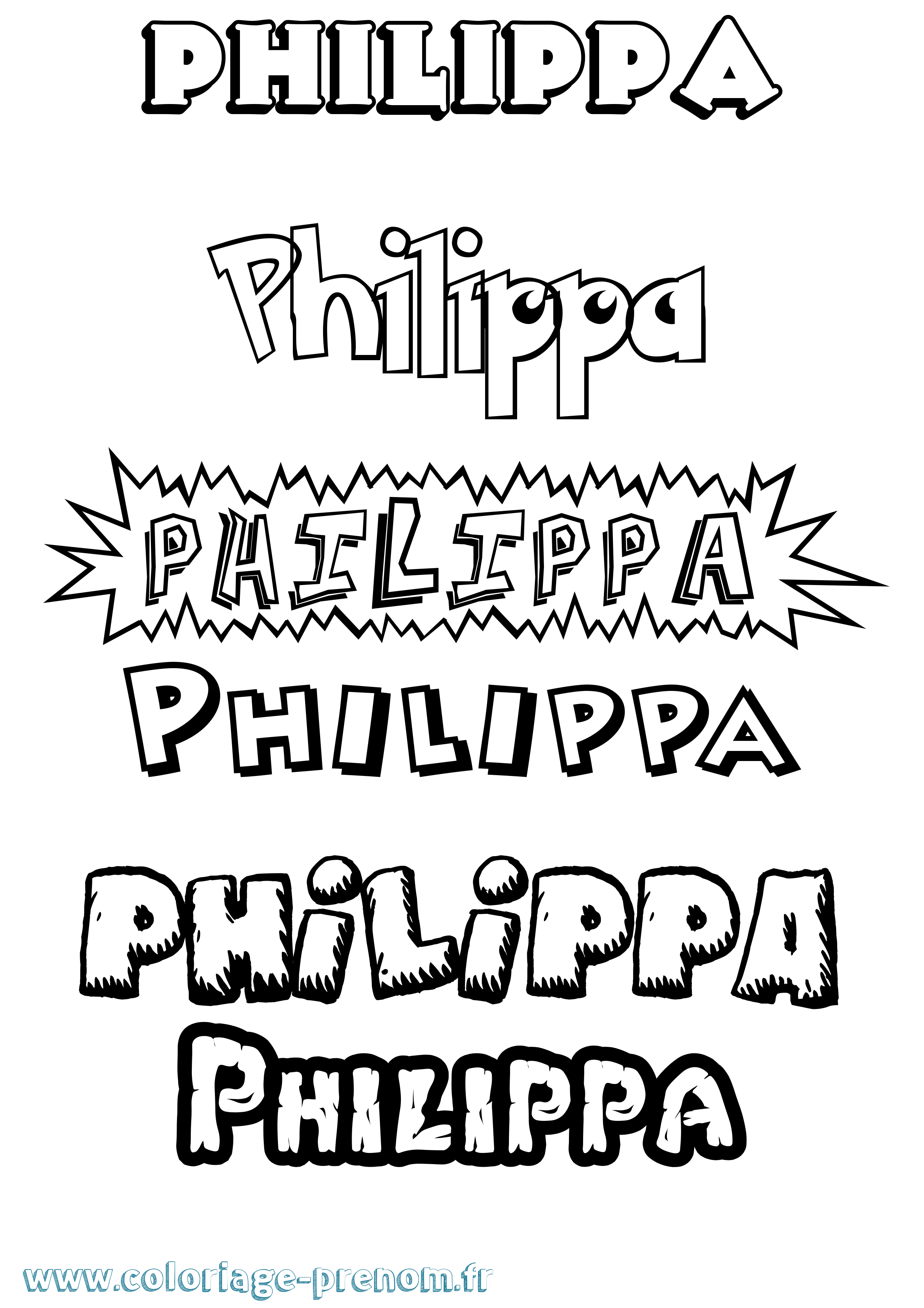 Coloriage Philippa Dessin Animé Coloriage prénom Philippa Dessin Animé