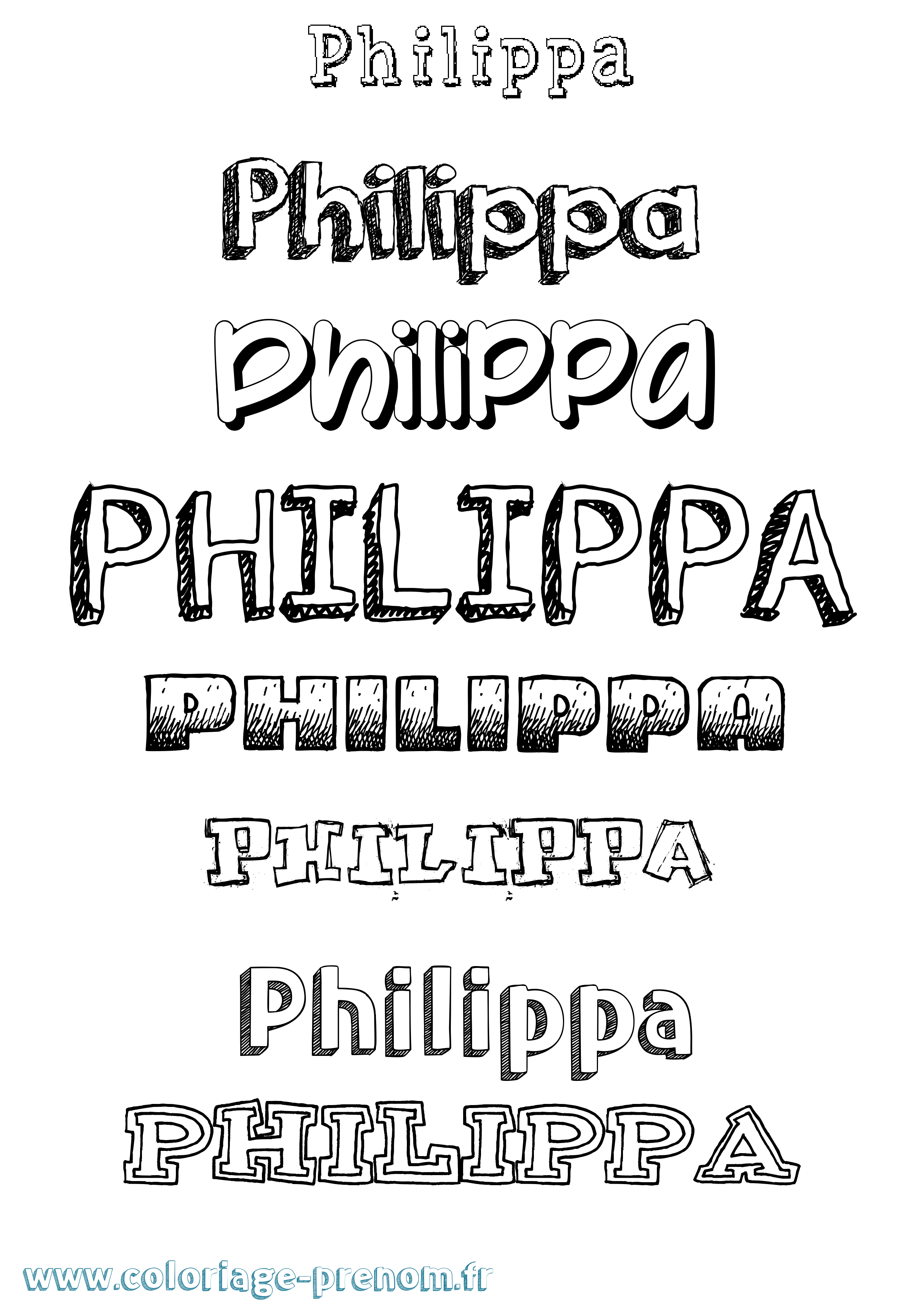 Coloriage Philippa Dessiné Coloriage prénom Philippa Dessiné