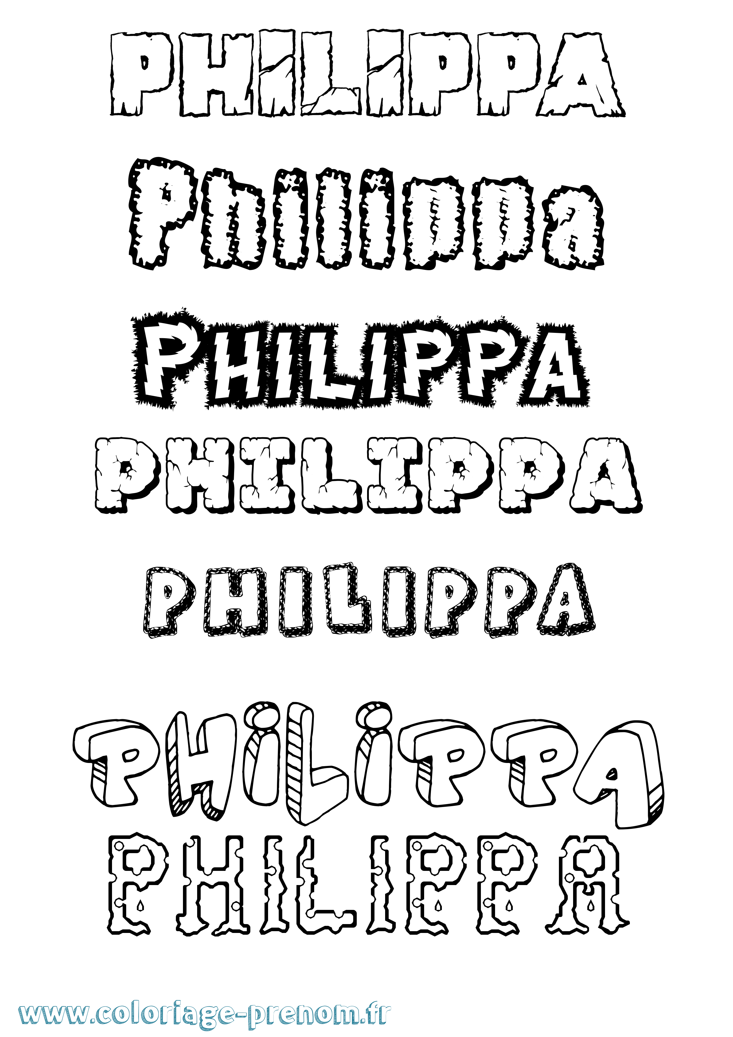 Coloriage Philippa Destructuré Coloriage prénom Philippa Destructuré