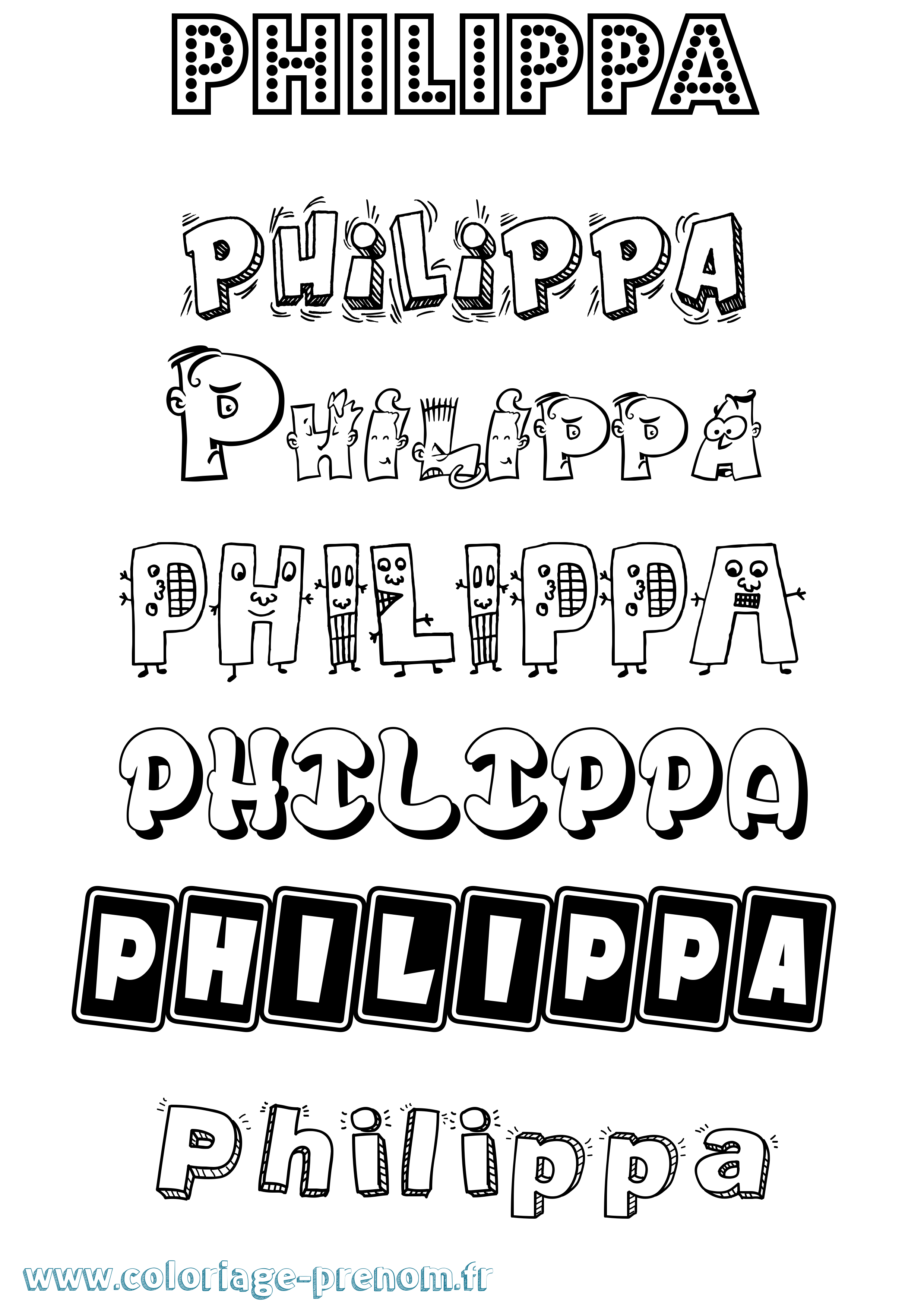 Coloriage Philippa Fun Coloriage prénom Philippa Fun
