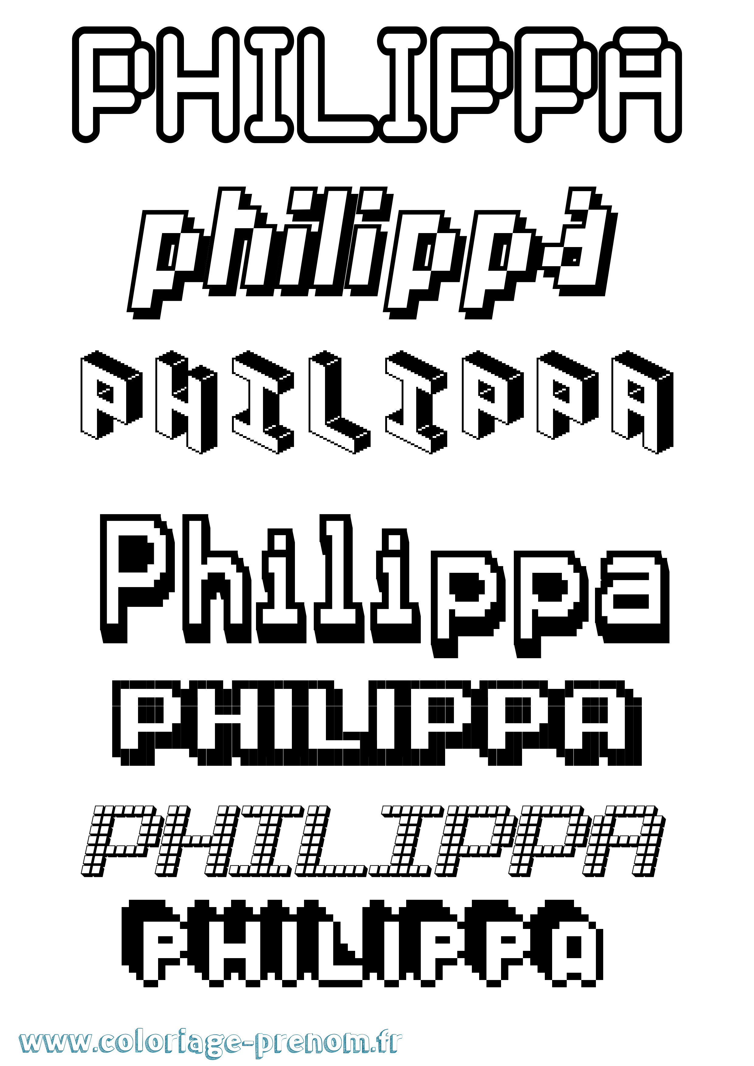Coloriage Philippa Pixel Coloriage prénom Philippa Pixel