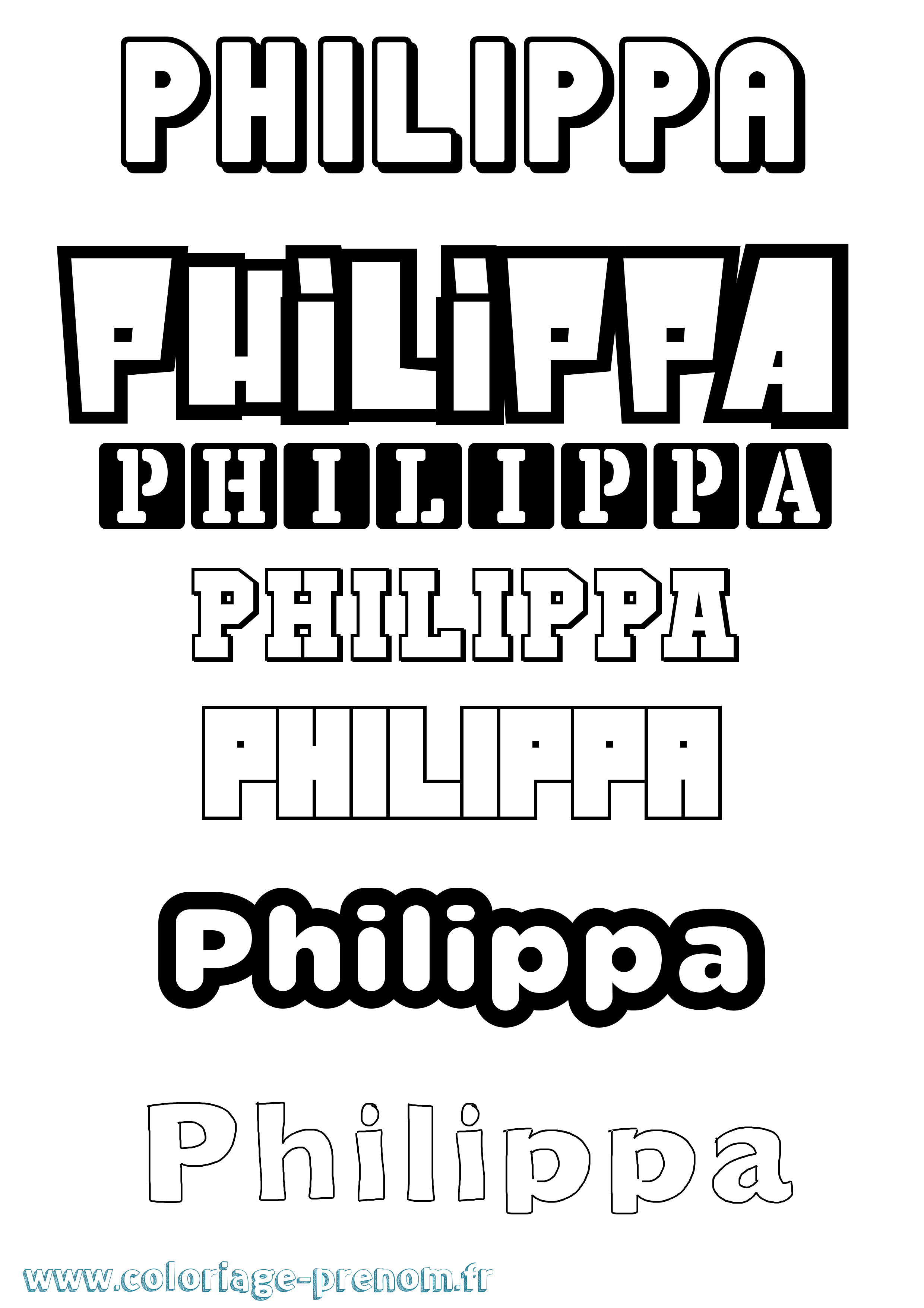Coloriage Philippa Simple Coloriage prénom Philippa Simple