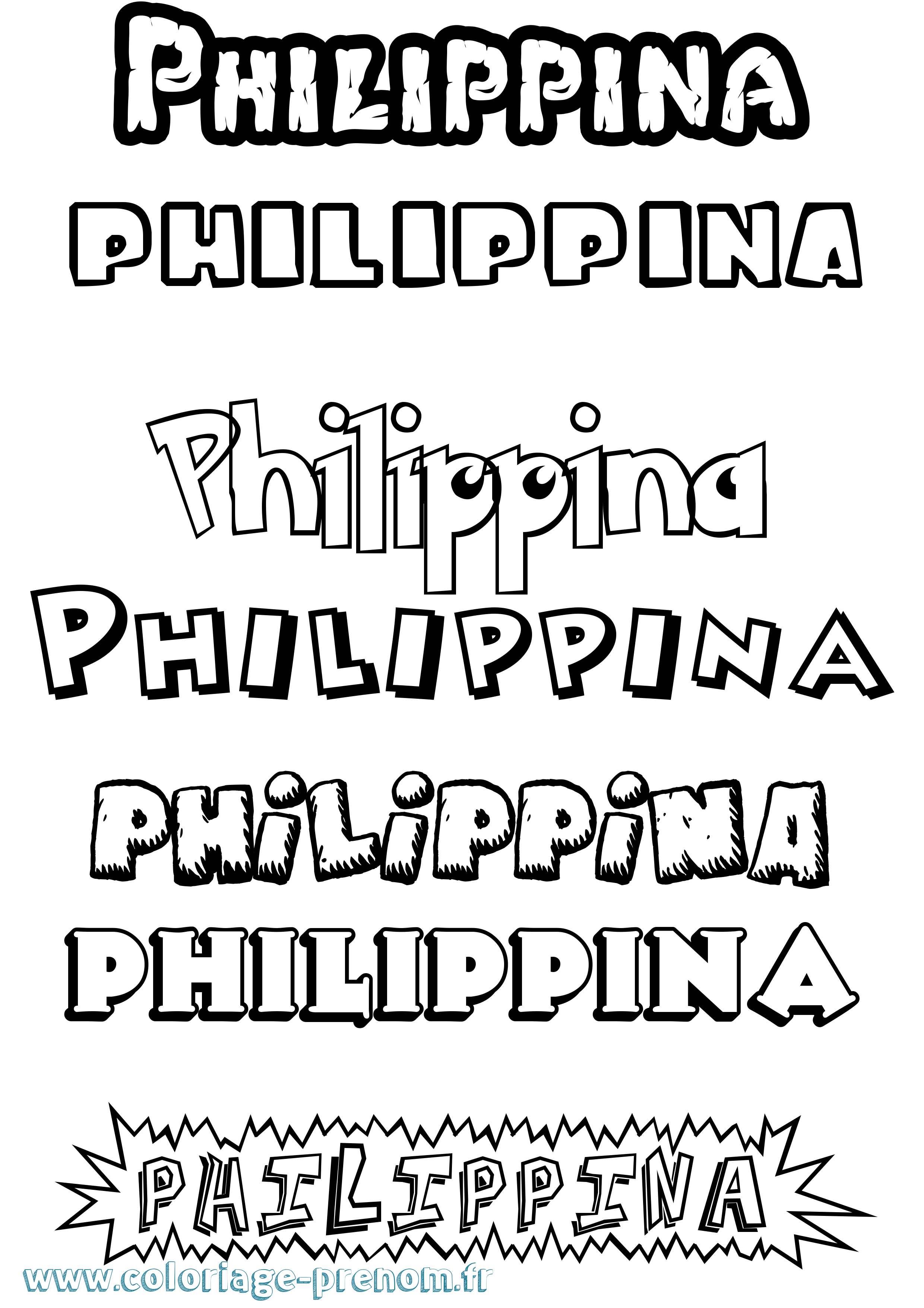 Coloriage Philippina Dessin Animé Coloriage prénom Philippina Dessin Animé