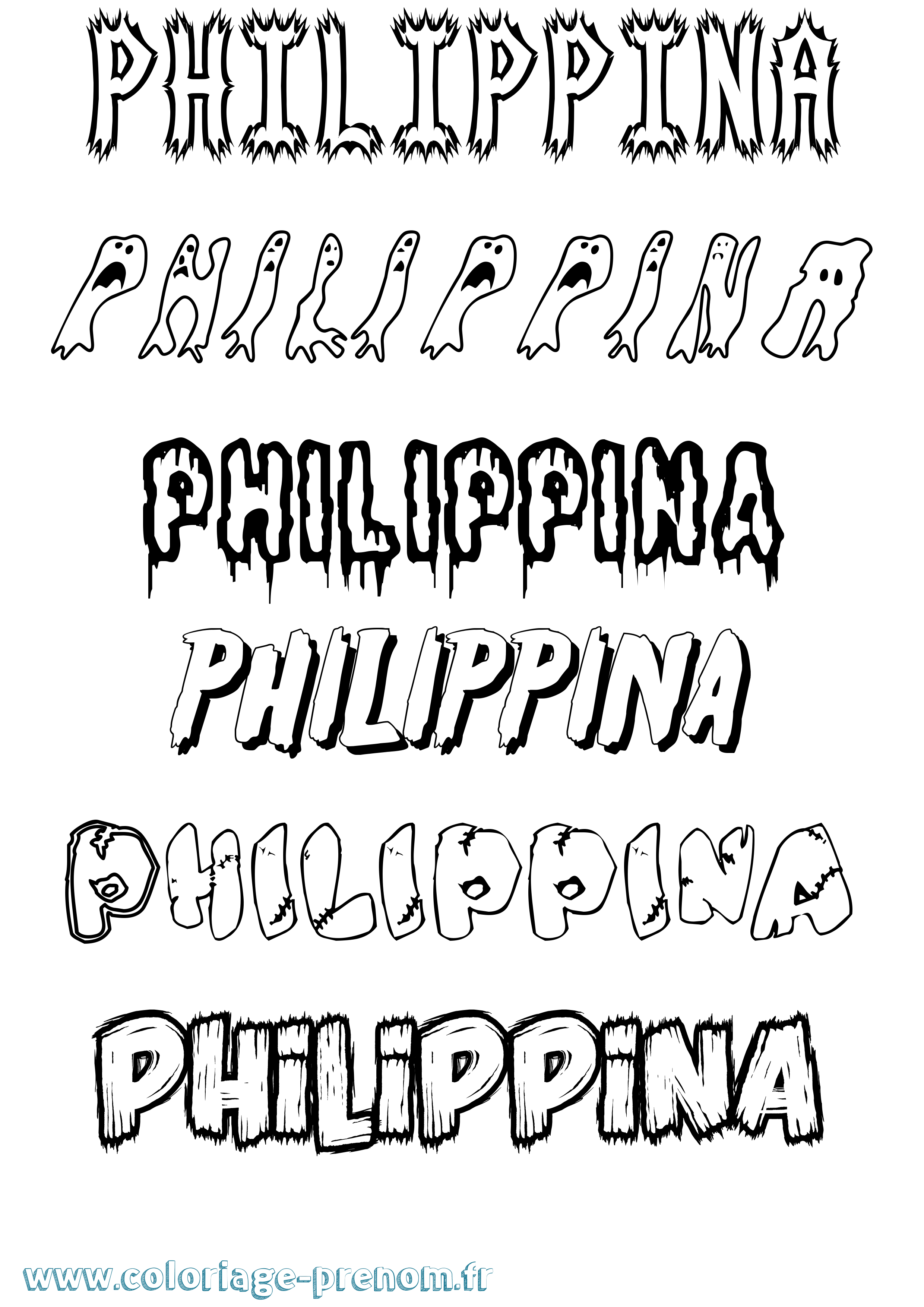 Coloriage Philippina Frisson Coloriage prénom Philippina Frisson
