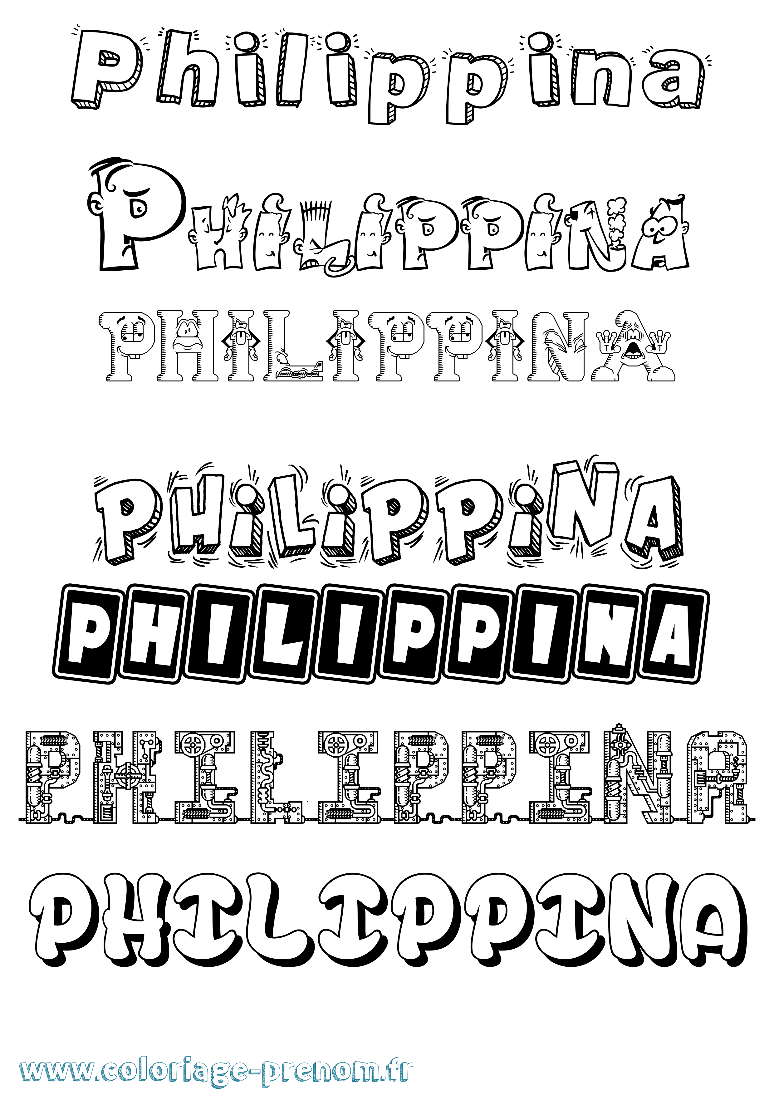 Coloriage Philippina Fun Coloriage prénom Philippina Fun