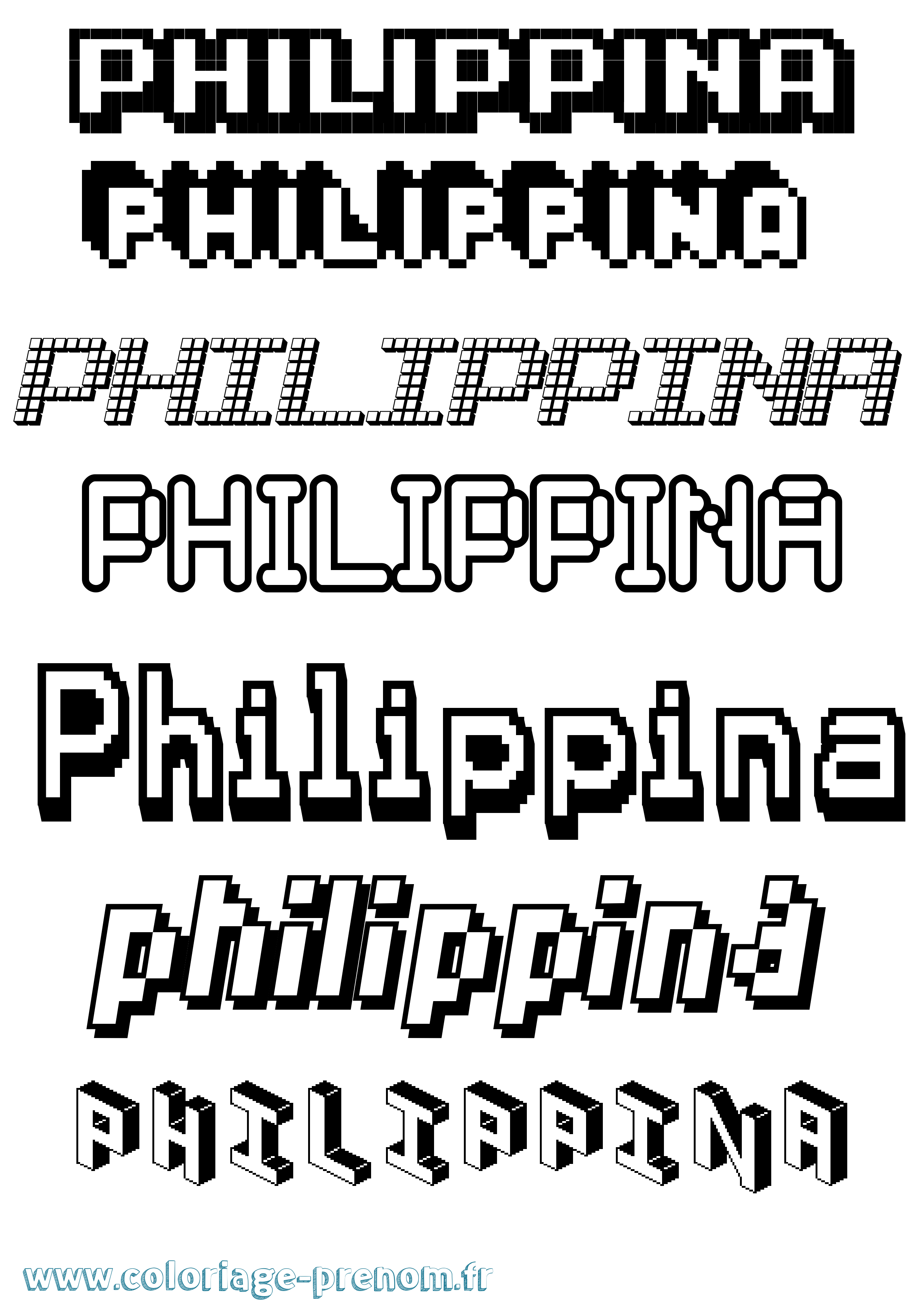 Coloriage Philippina Pixel Coloriage prénom Philippina Pixel