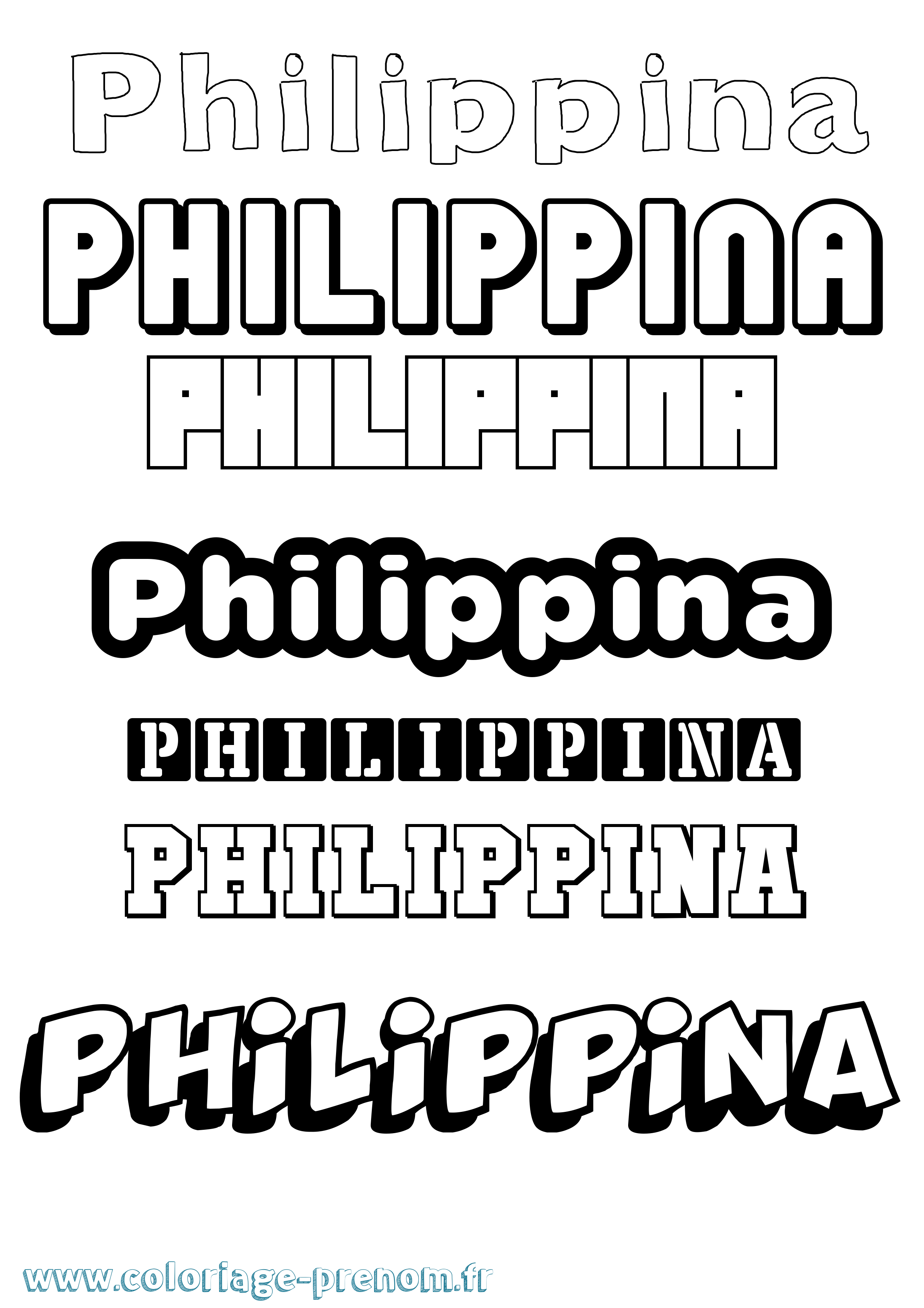 Coloriage Philippina Simple Coloriage prénom Philippina Simple