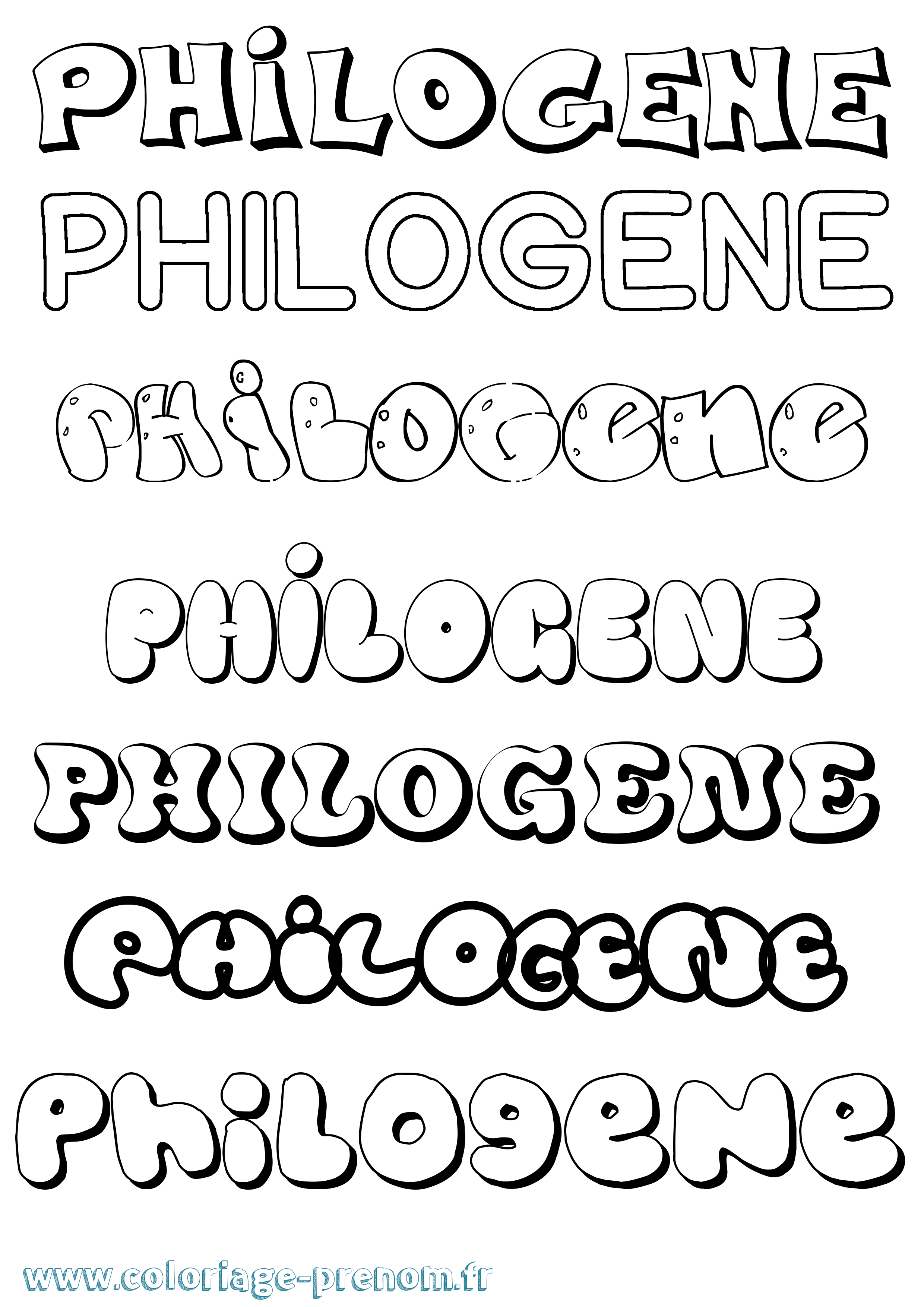 Coloriage Philogene Bubble Coloriage prénom Philogene Bubble