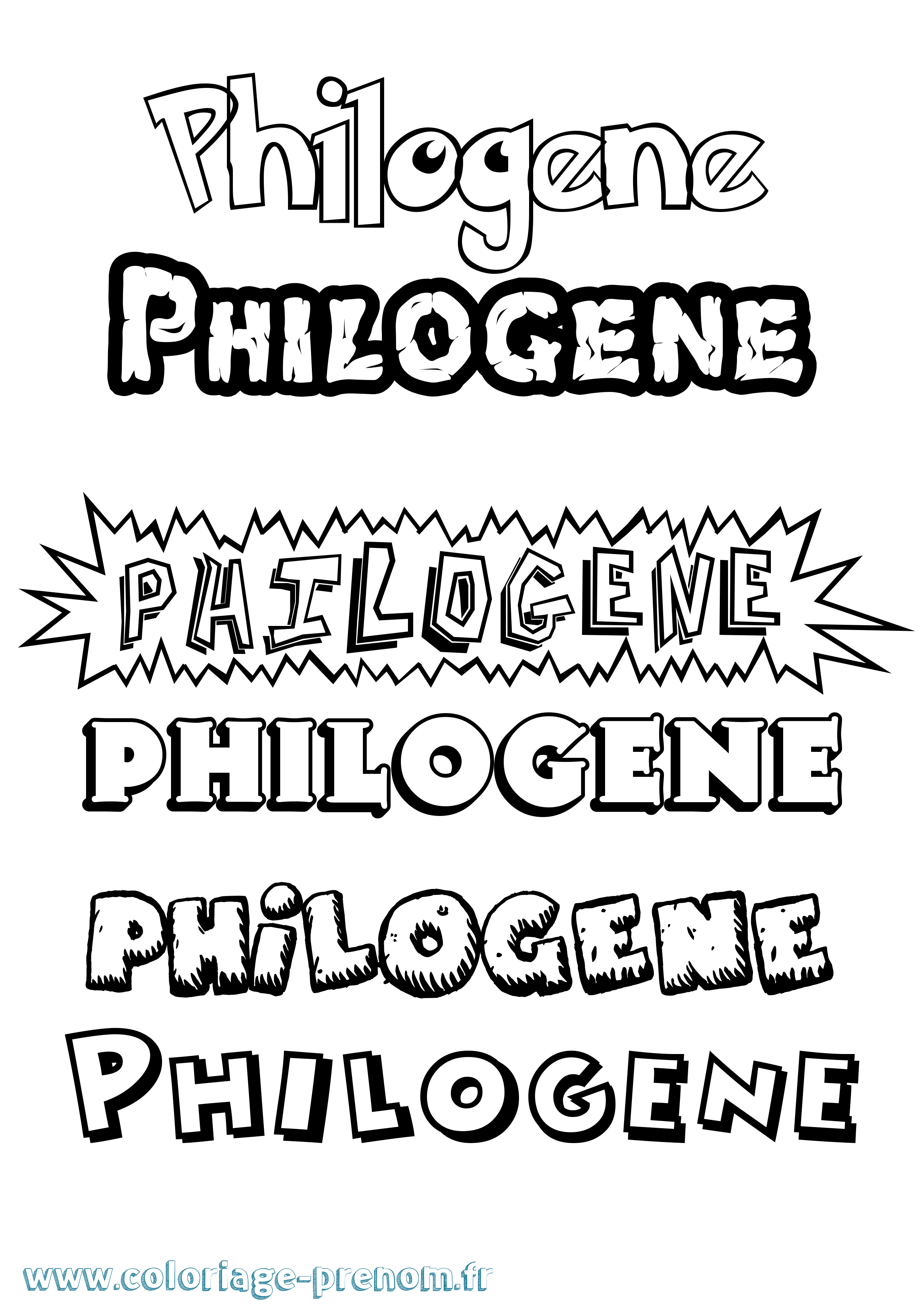 Coloriage Philogene Dessin Animé Coloriage prénom Philogene Dessin Animé