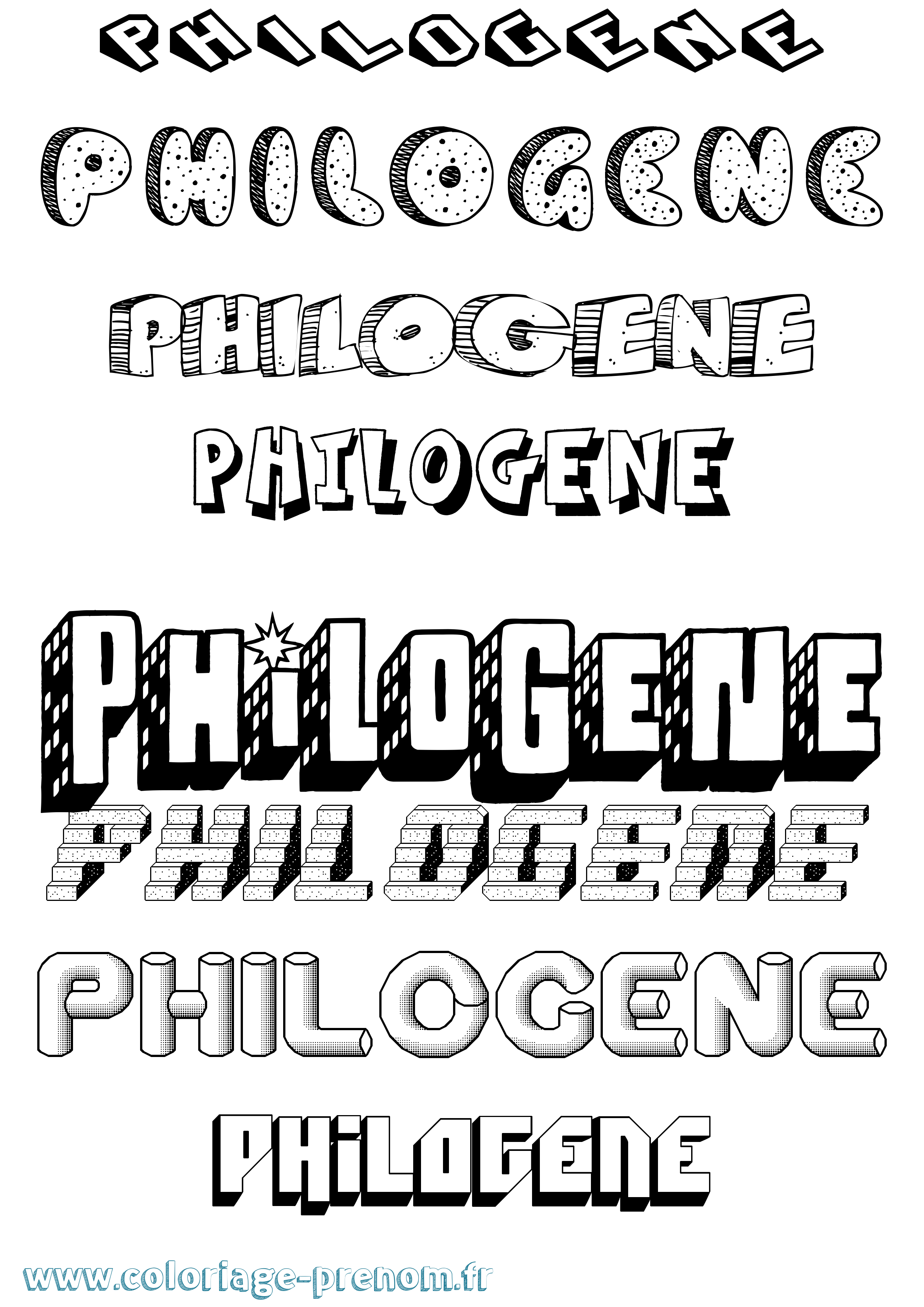 Coloriage Philogene Effet 3D Coloriage prénom Philogene Effet 3D