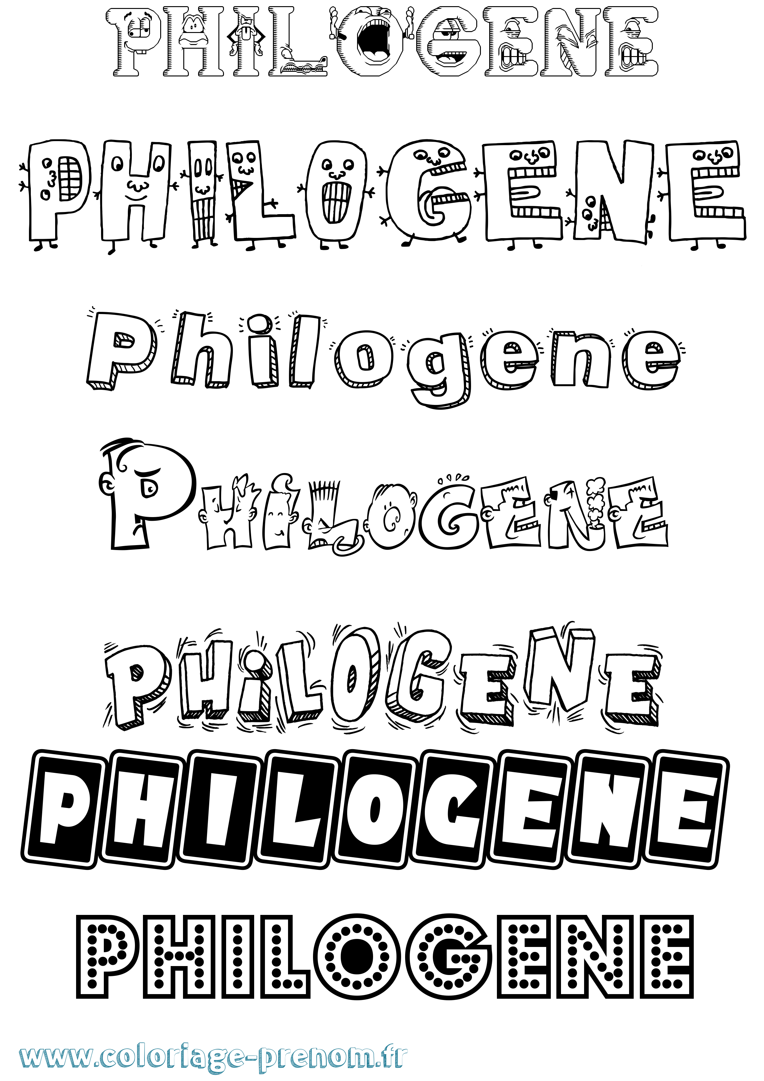 Coloriage Philogene Fun Coloriage prénom Philogene Fun