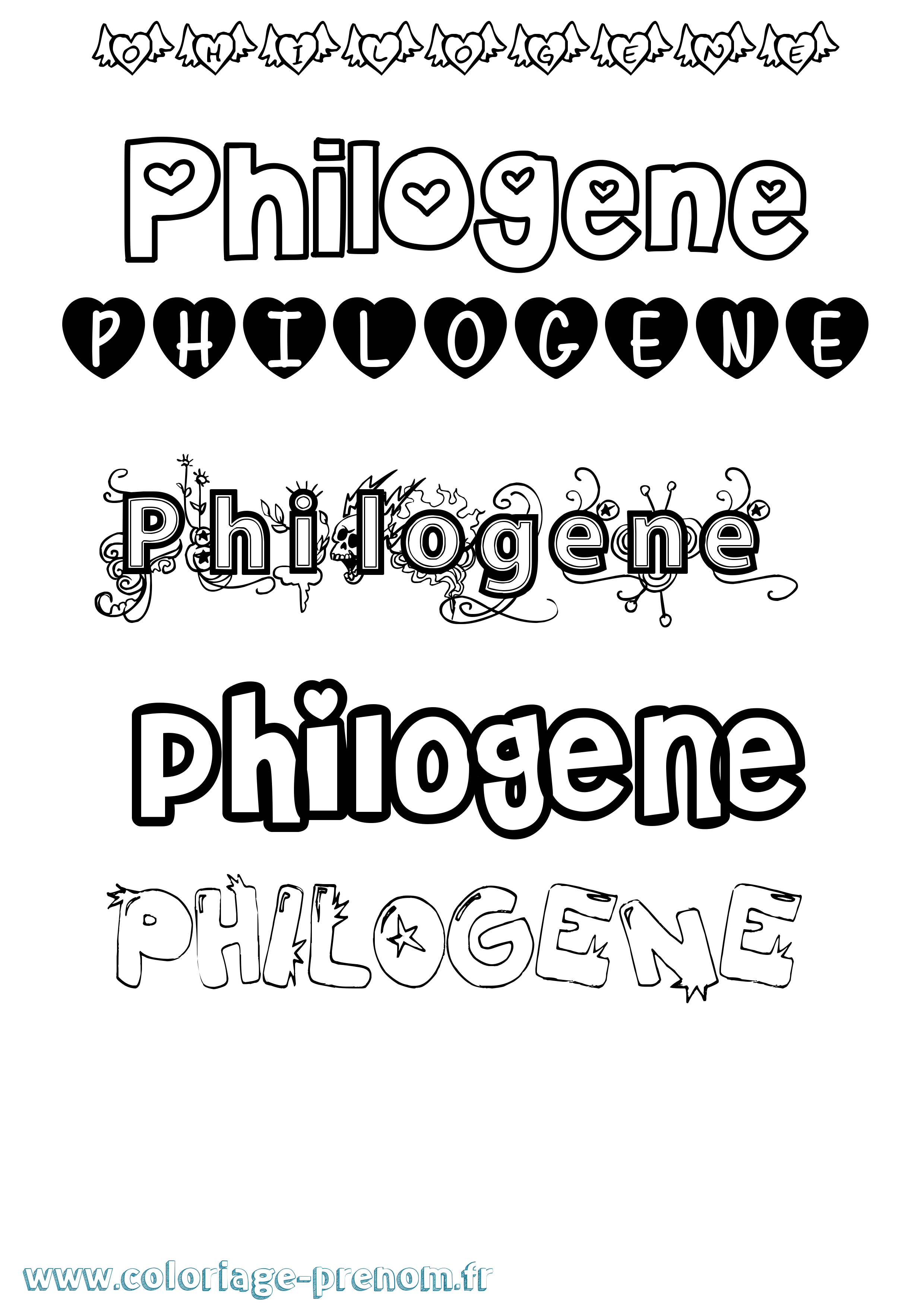 Coloriage Philogene Girly Coloriage prénom Philogene Girly