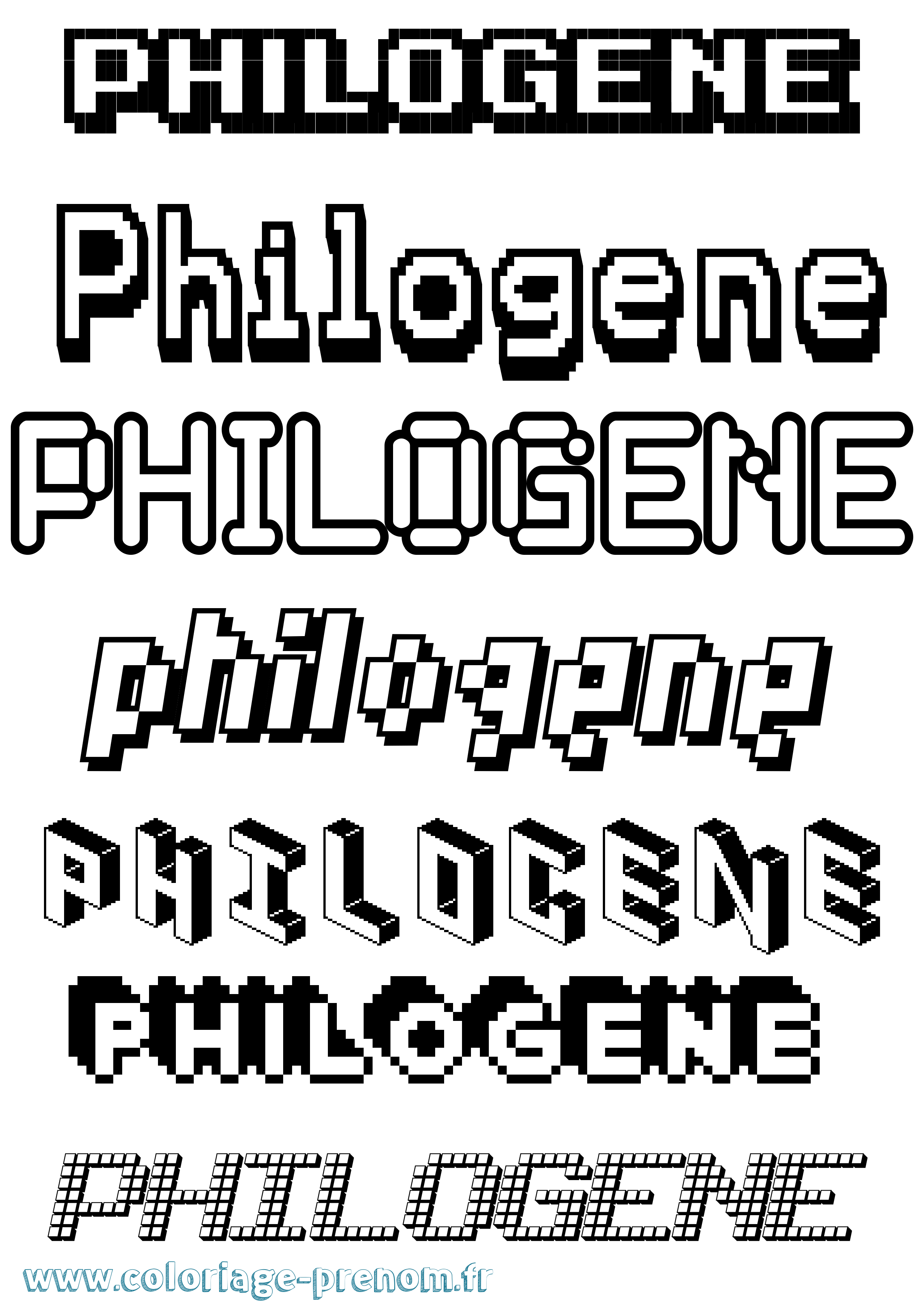 Coloriage Philogene Pixel Coloriage prénom Philogene Pixel