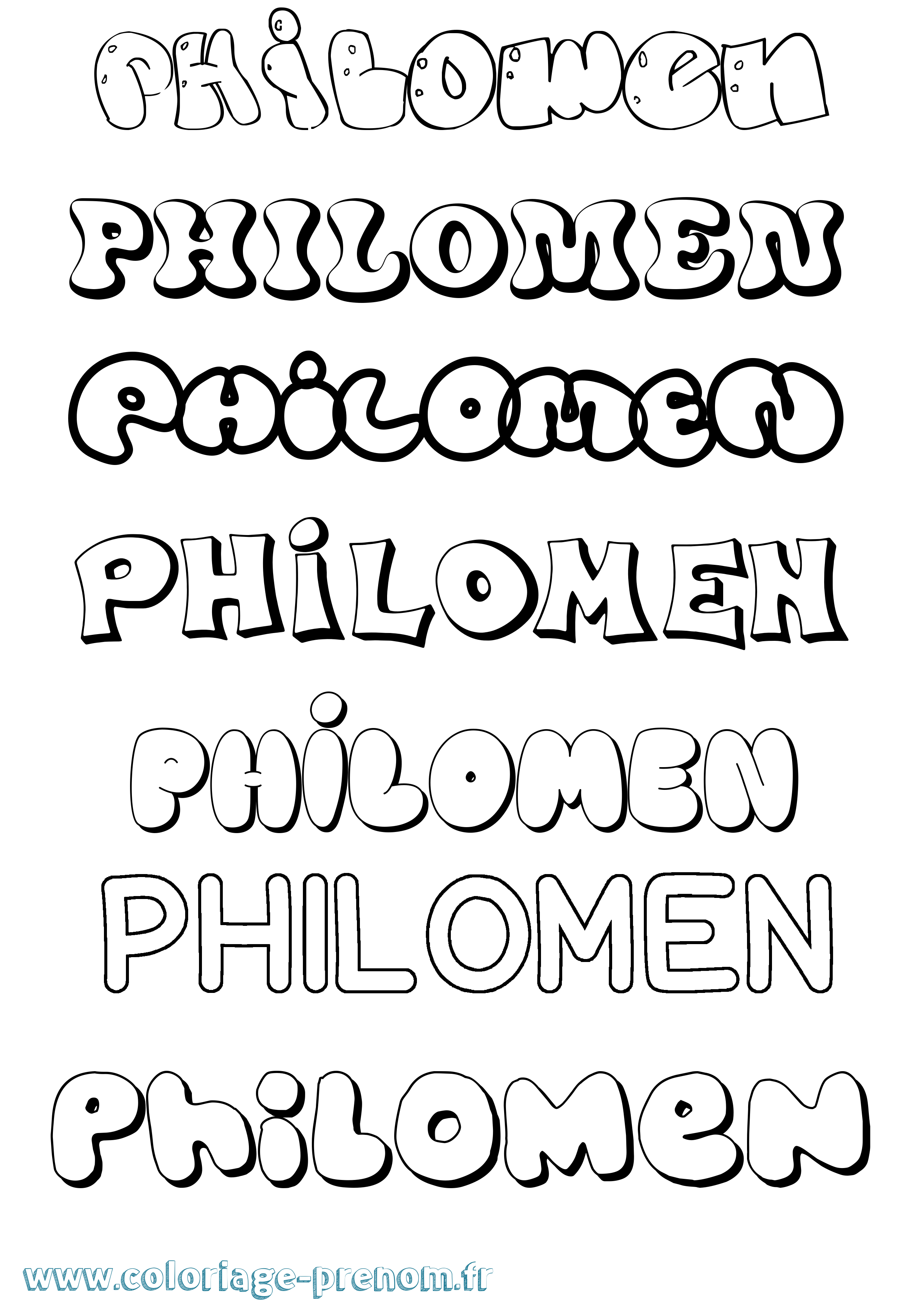Coloriage Philomen Bubble Coloriage prénom Philomen Bubble